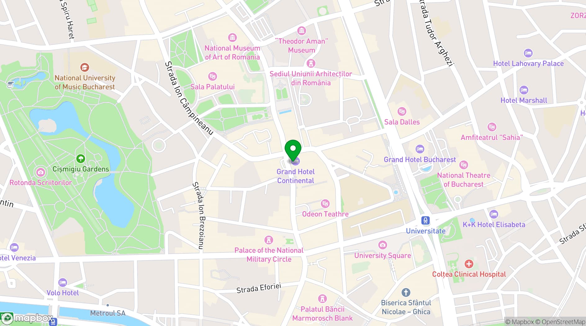Map showing Grand Hotel Continental
