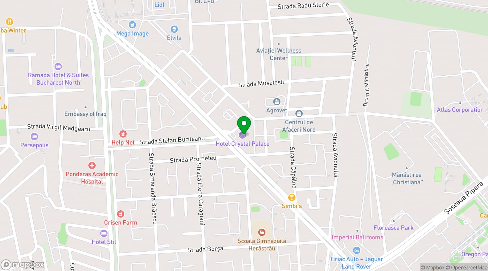 Map showing Crystal Palace Hotel