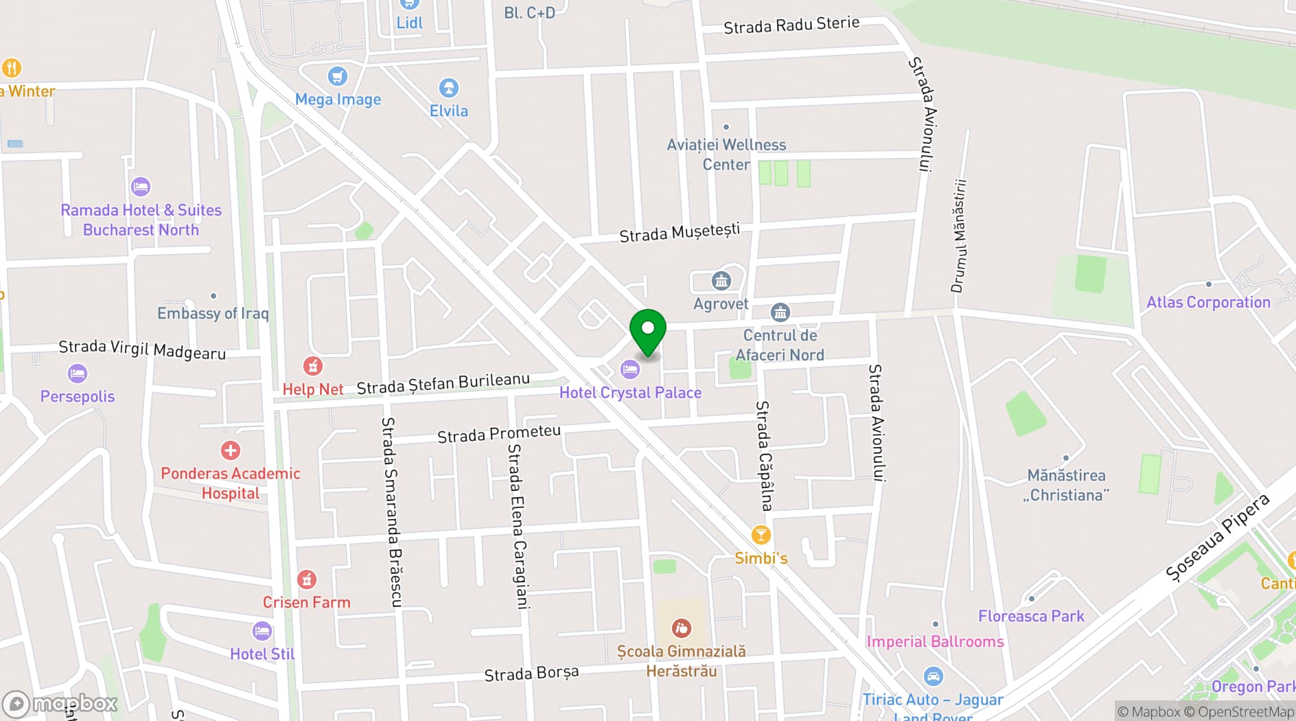 Map showing Radisson Blu Hotel, Bucharest