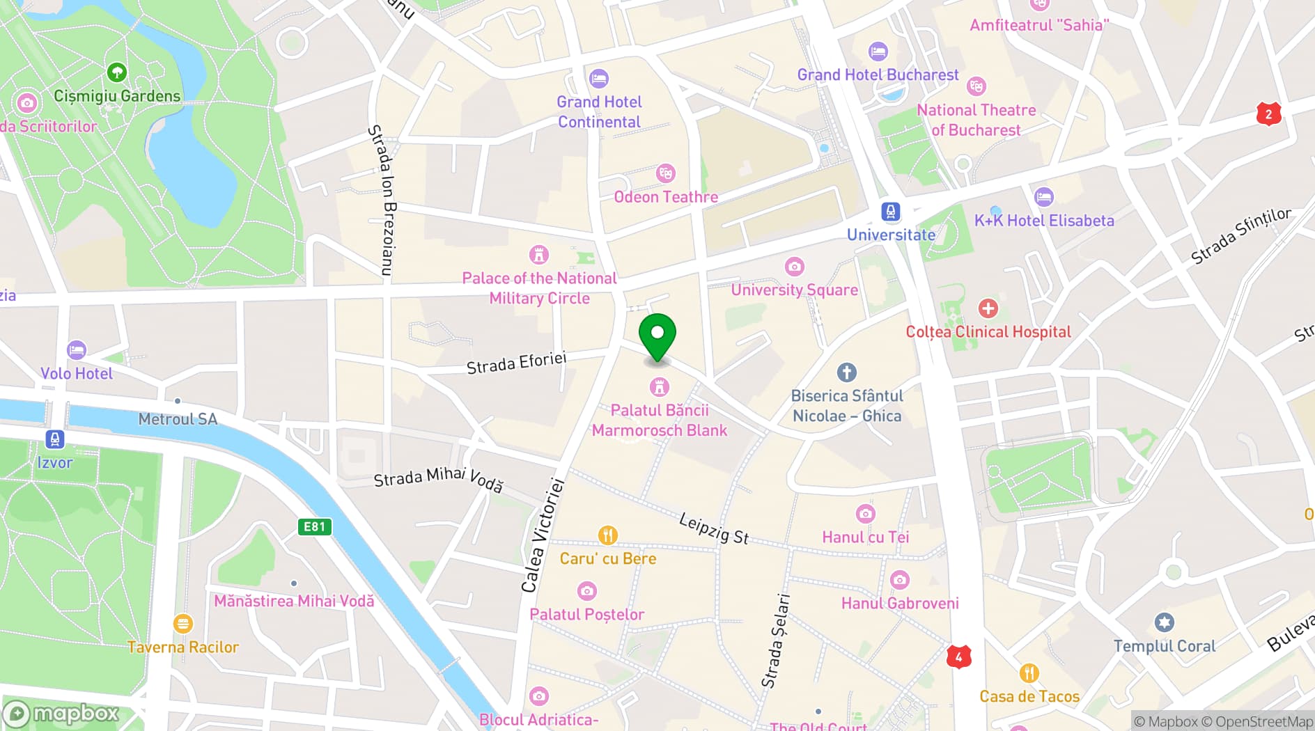 Map showing The Marmorosch Hotel