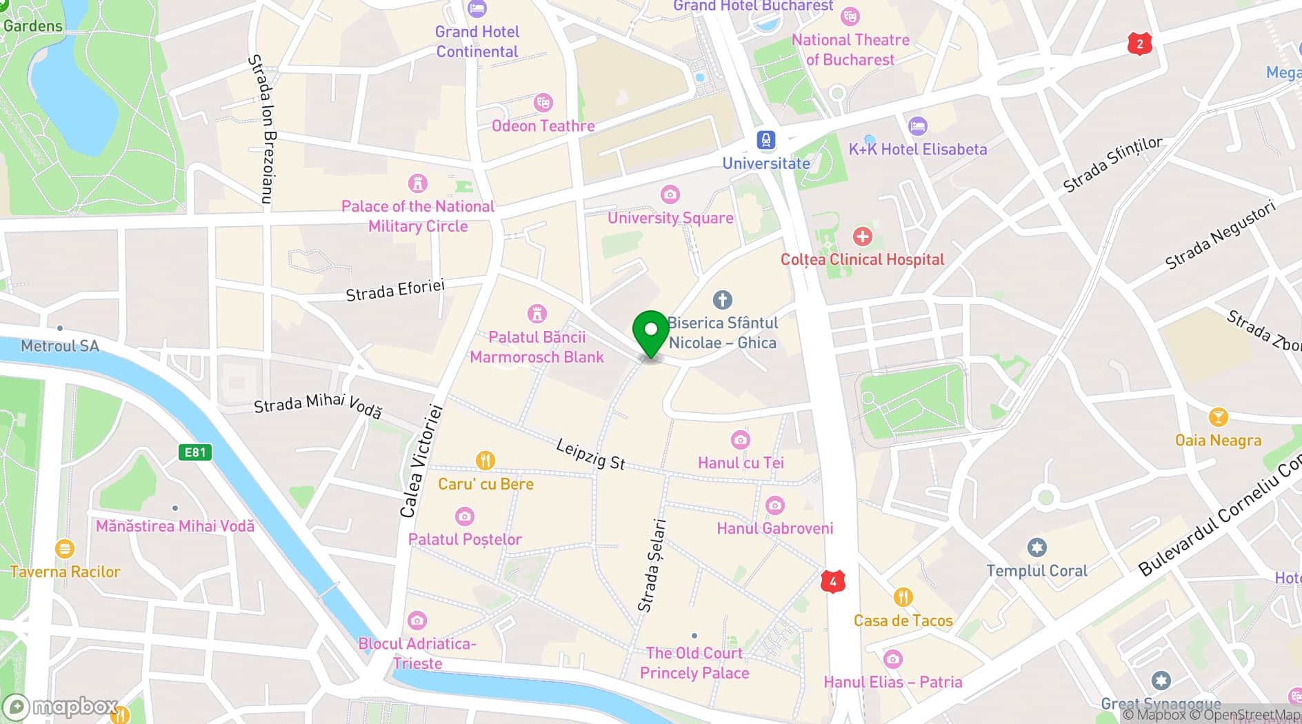 Map showing Hilton Garden Inn Bucharest Old Town