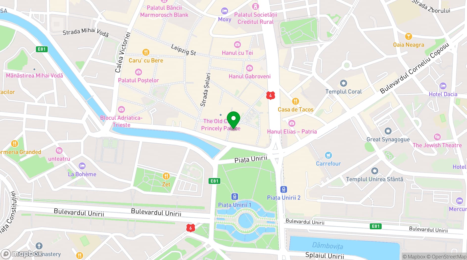 Map showing Hanu' lui Manuc Restaurant