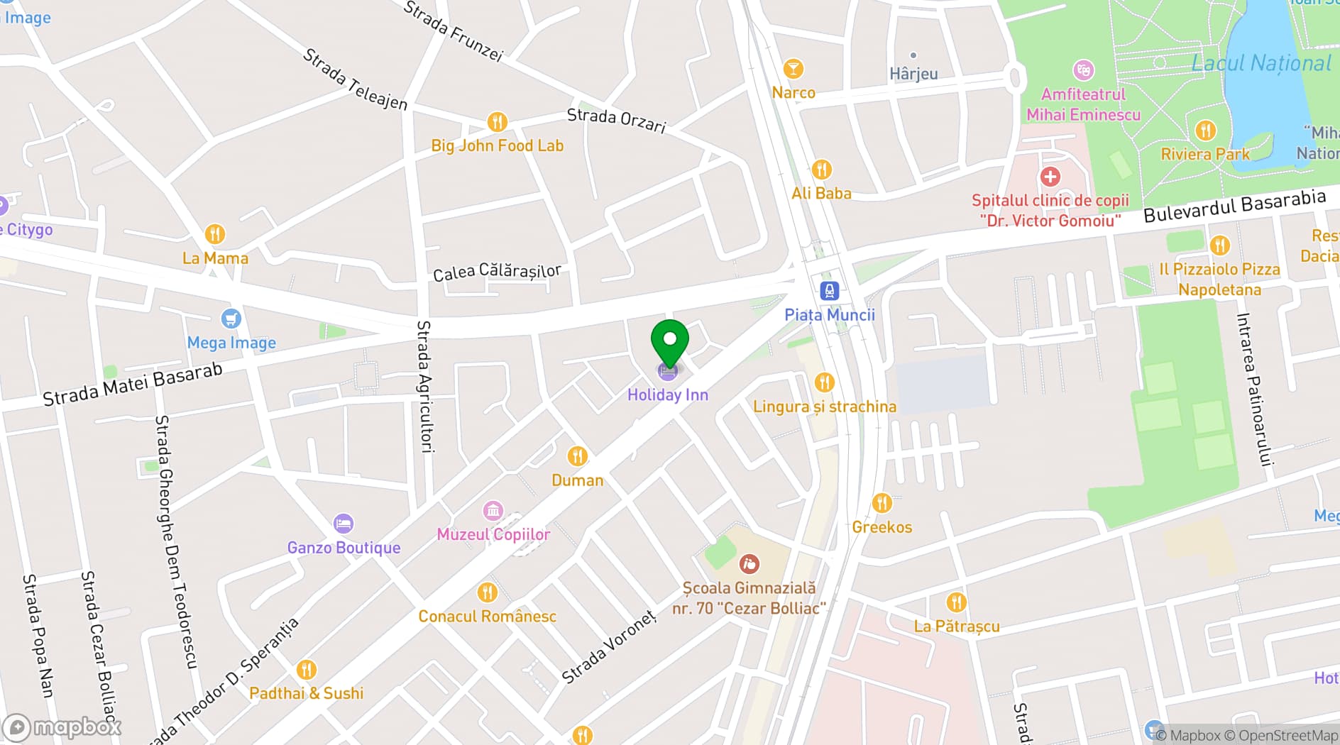 Map showing Holiday Inn Bucharest – Times