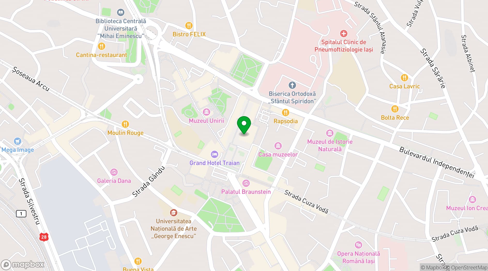 Map showing Unirea Hotel