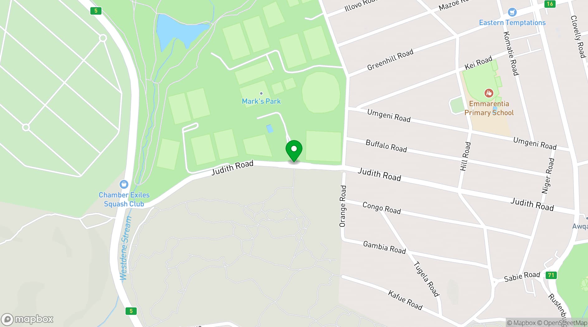 Map showing Marks Park Sports Club