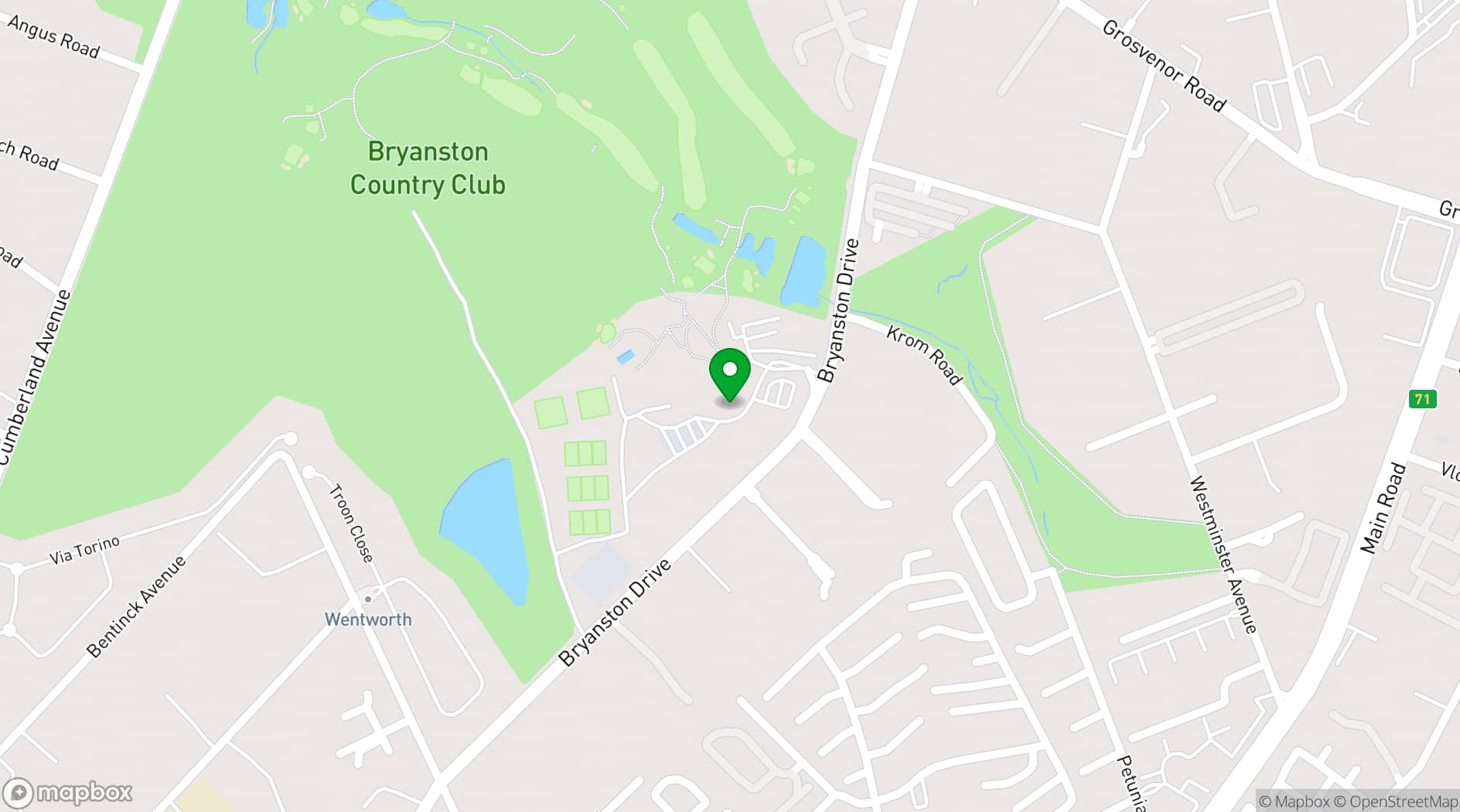 Map showing Bryanston Country Club
