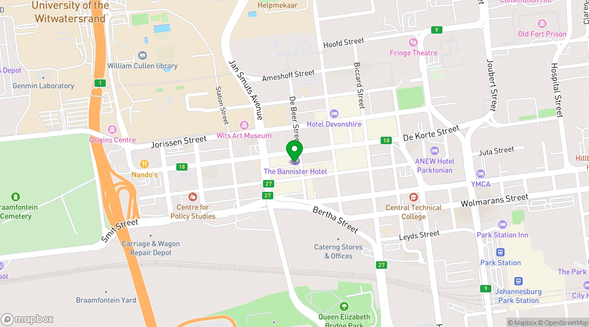 Map showing The Bannister Hotel