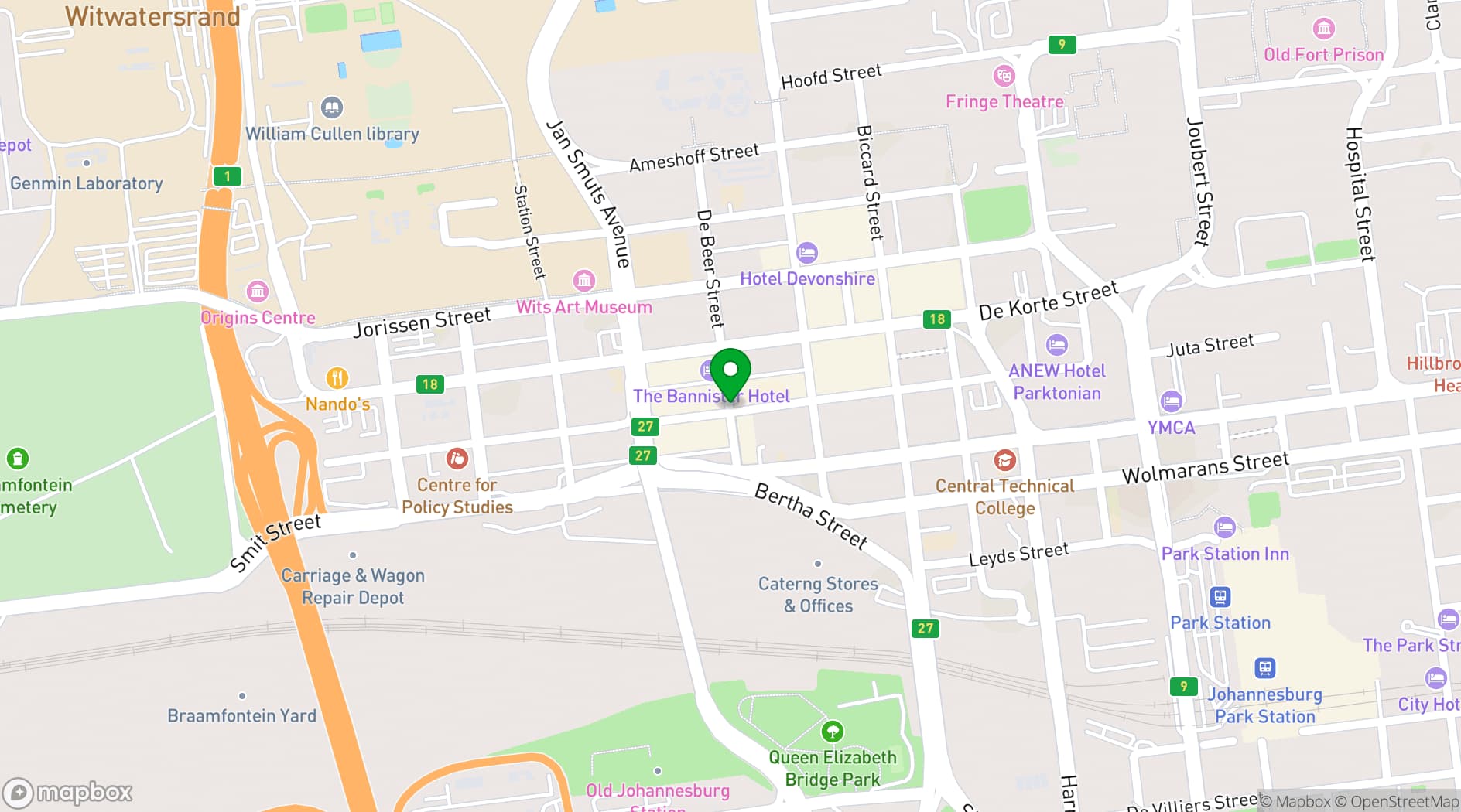 Map showing Play Braamfontein