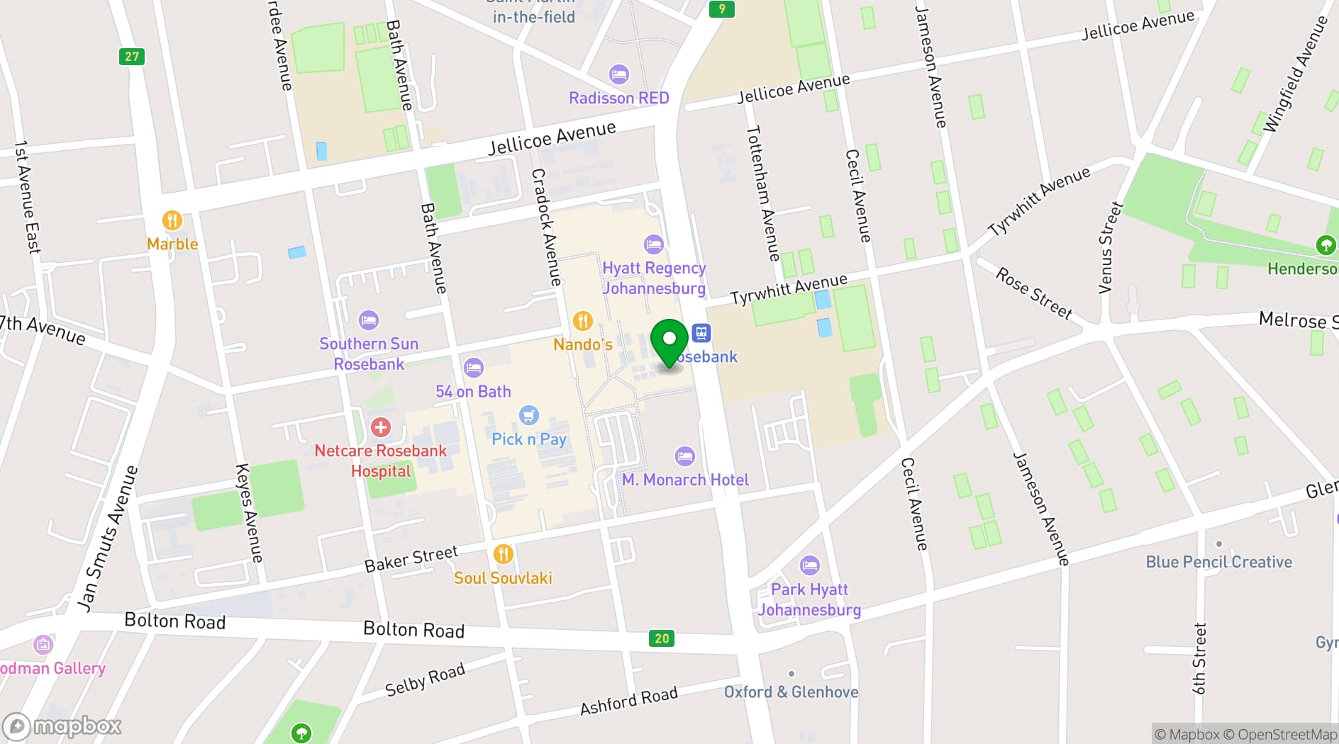Map showing The Zone @ Rosebank