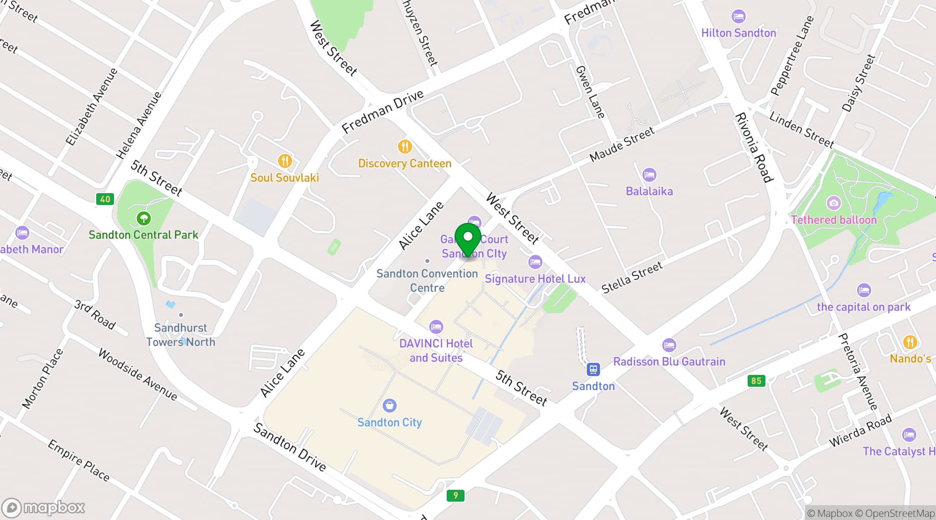 Map showing The Michelangelo Hotel