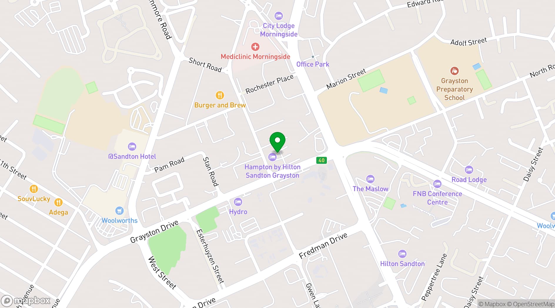 Map showing Hampton by Hilton Sandton Grayston