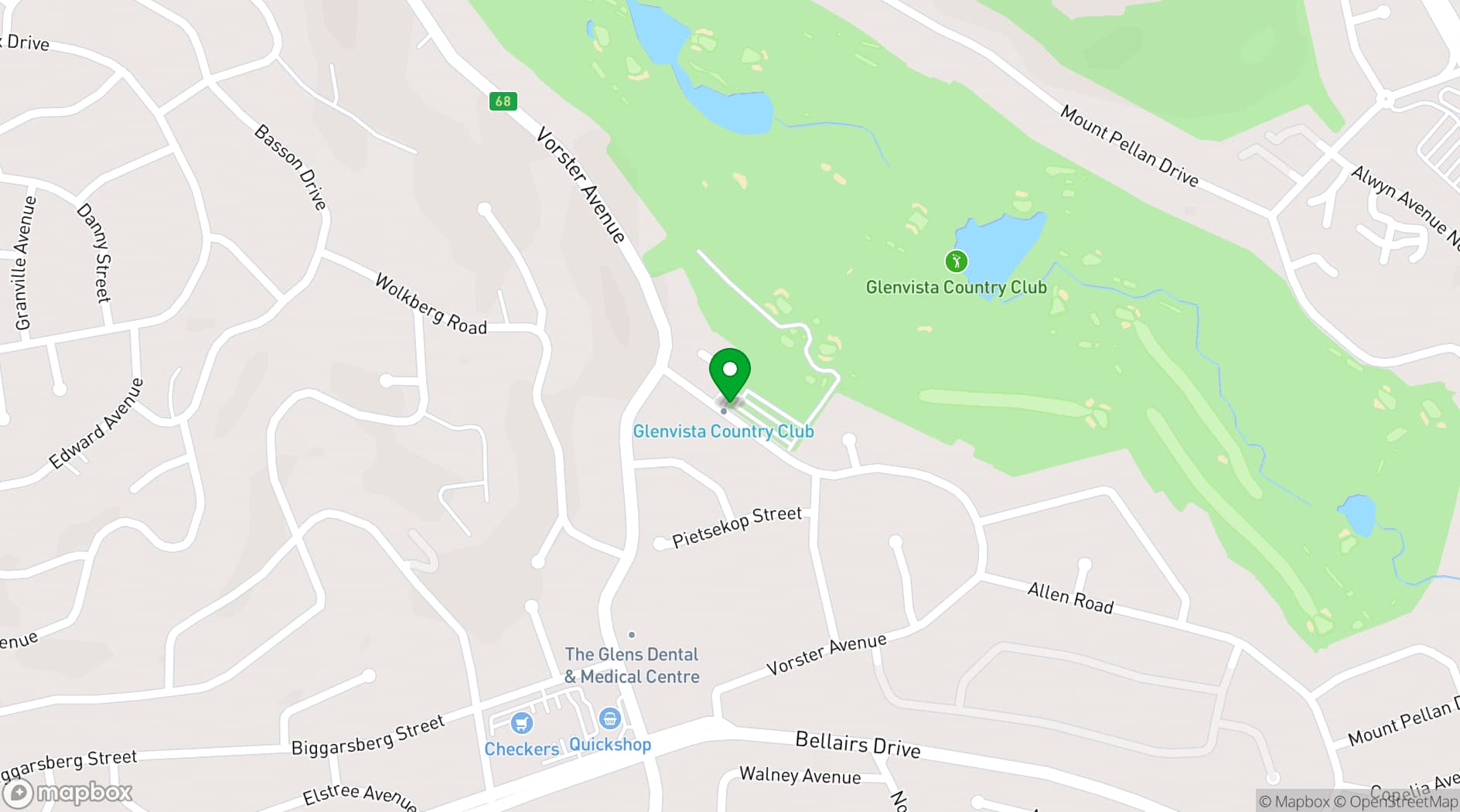 Map showing Glenvista Country Club