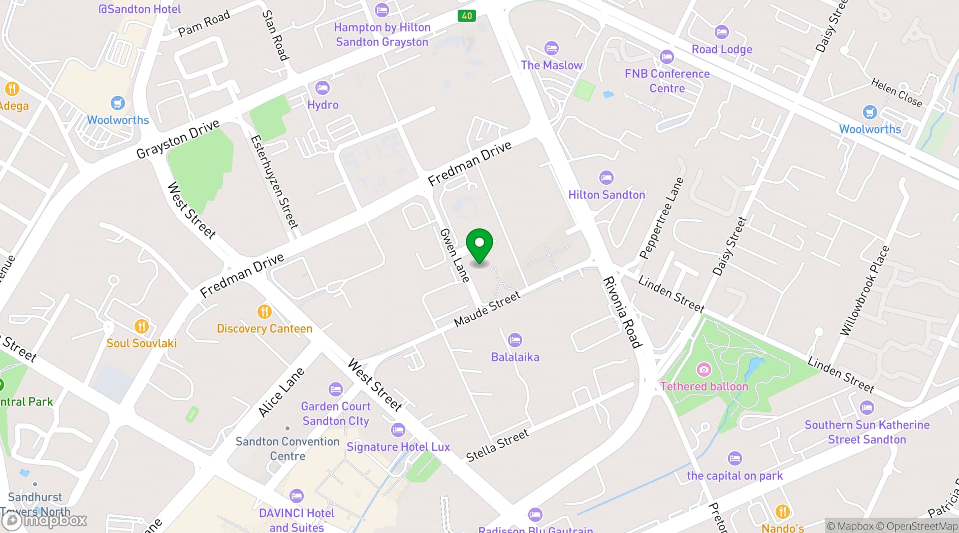 Map showing JSE Venues