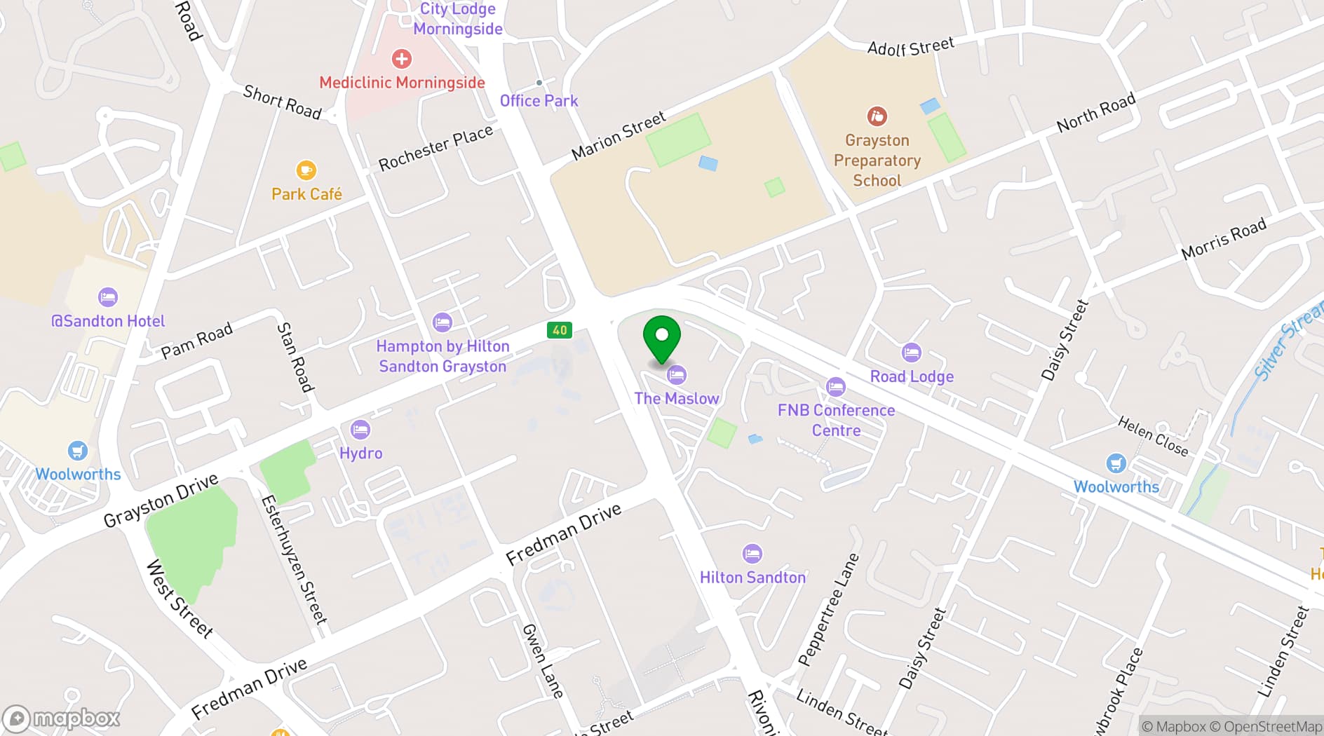 Map showing The Maslow Sandton