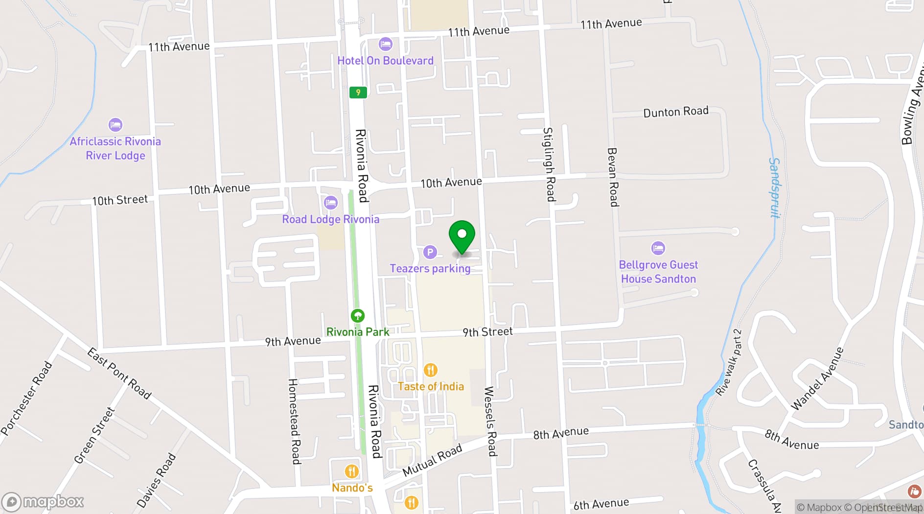 Map showing The Beach Rivonia