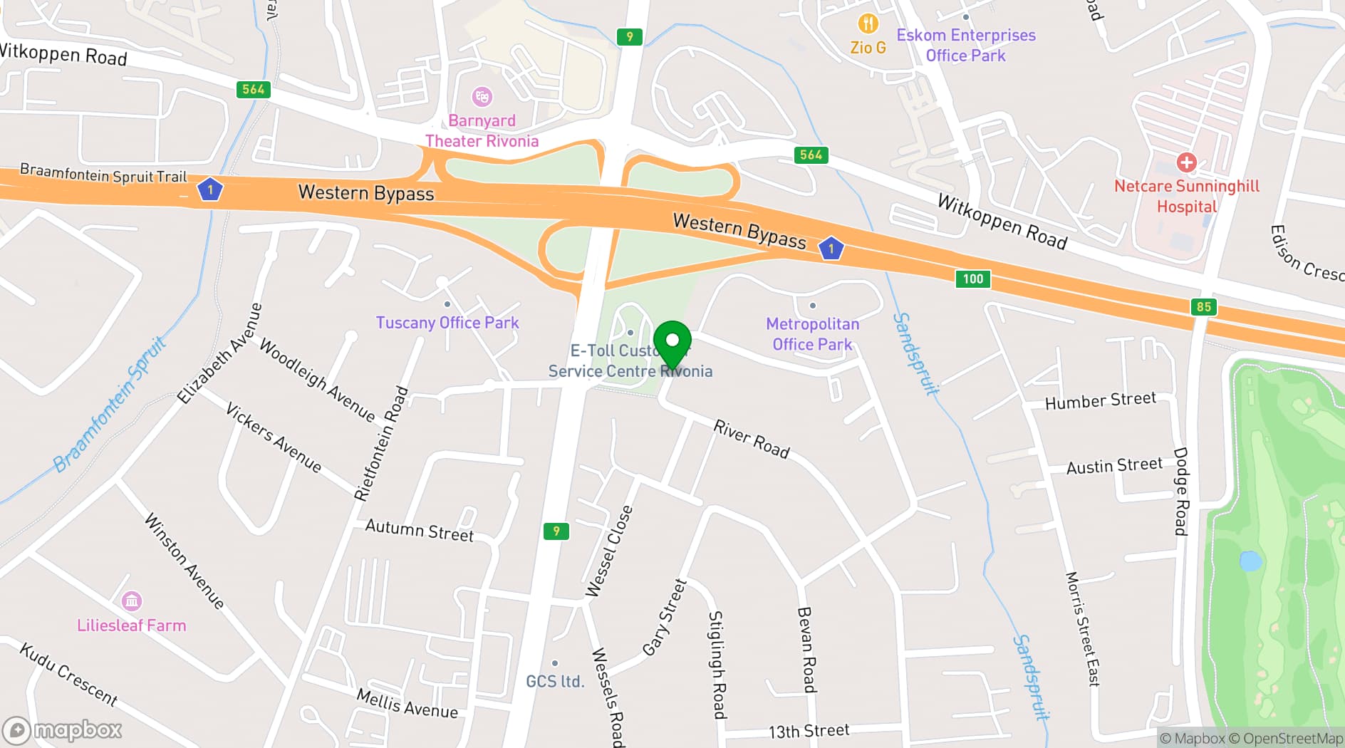 Map showing The Beach Rivonia