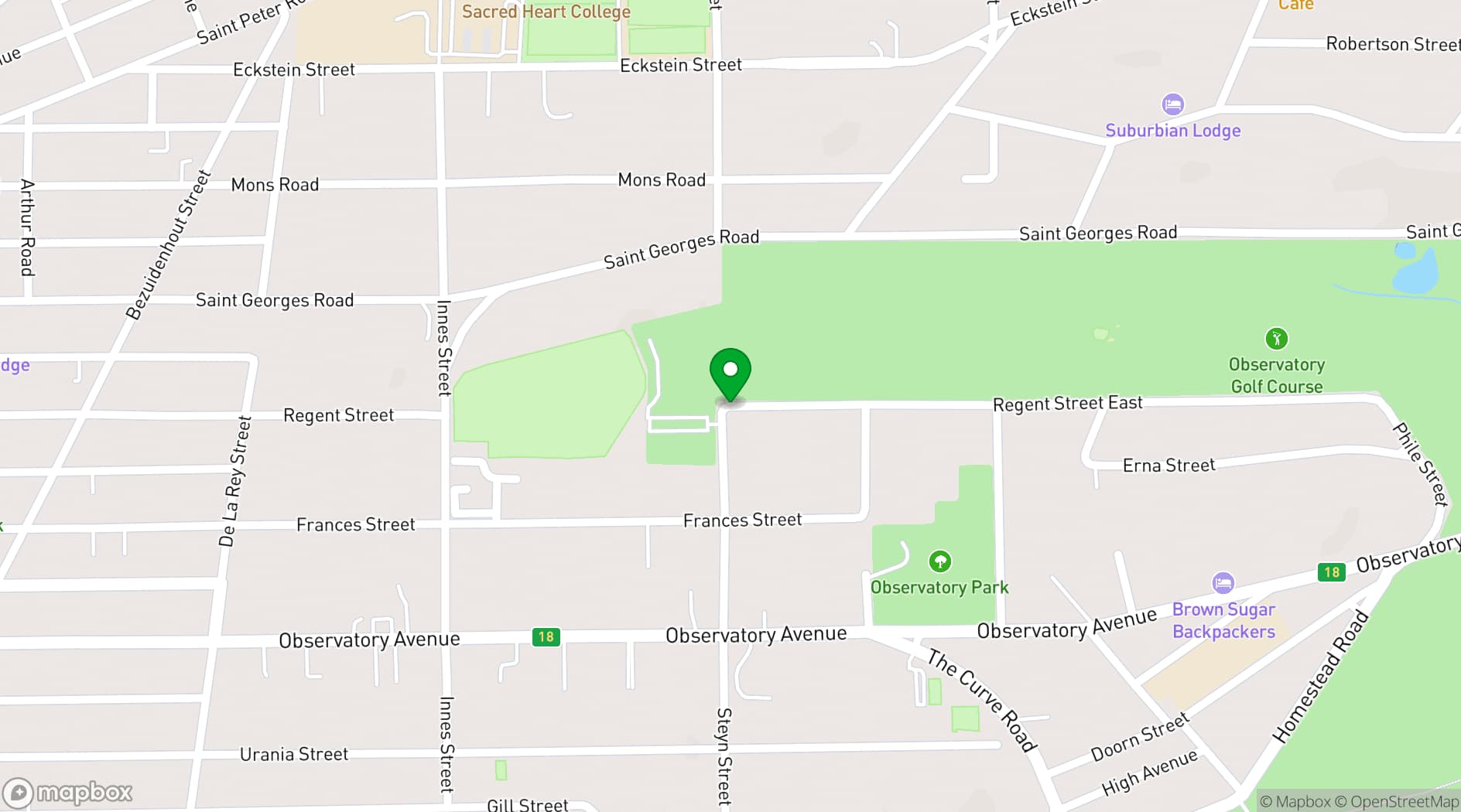 Map showing Observatory Golf Club