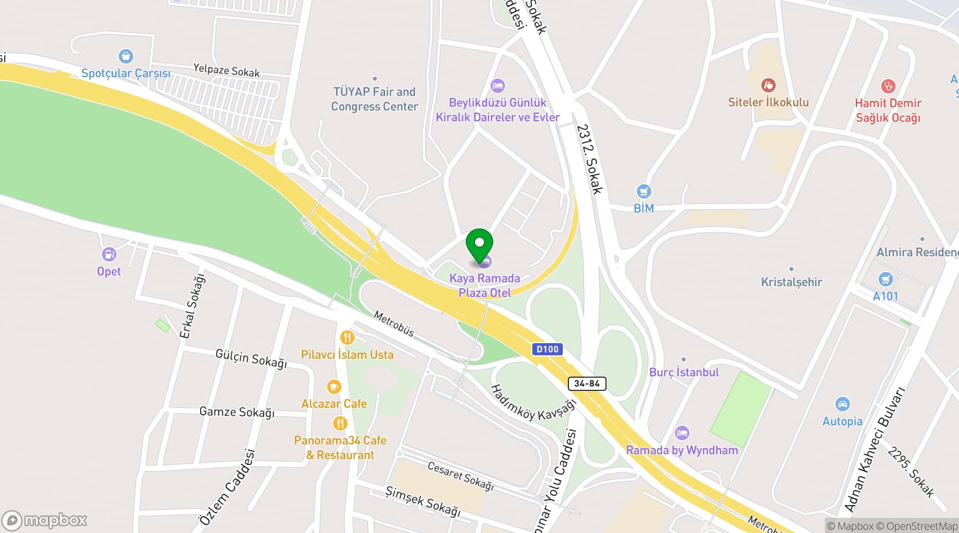Map showing Kaya İstanbul Fair & Convention