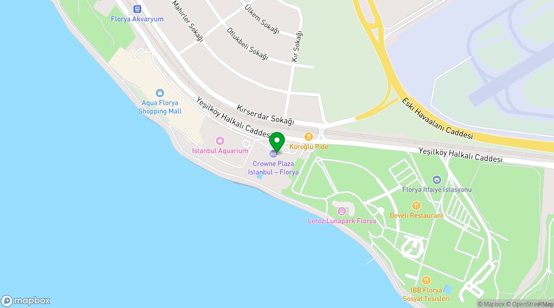 Map showing Crowne Plaza Istanbul - Florya