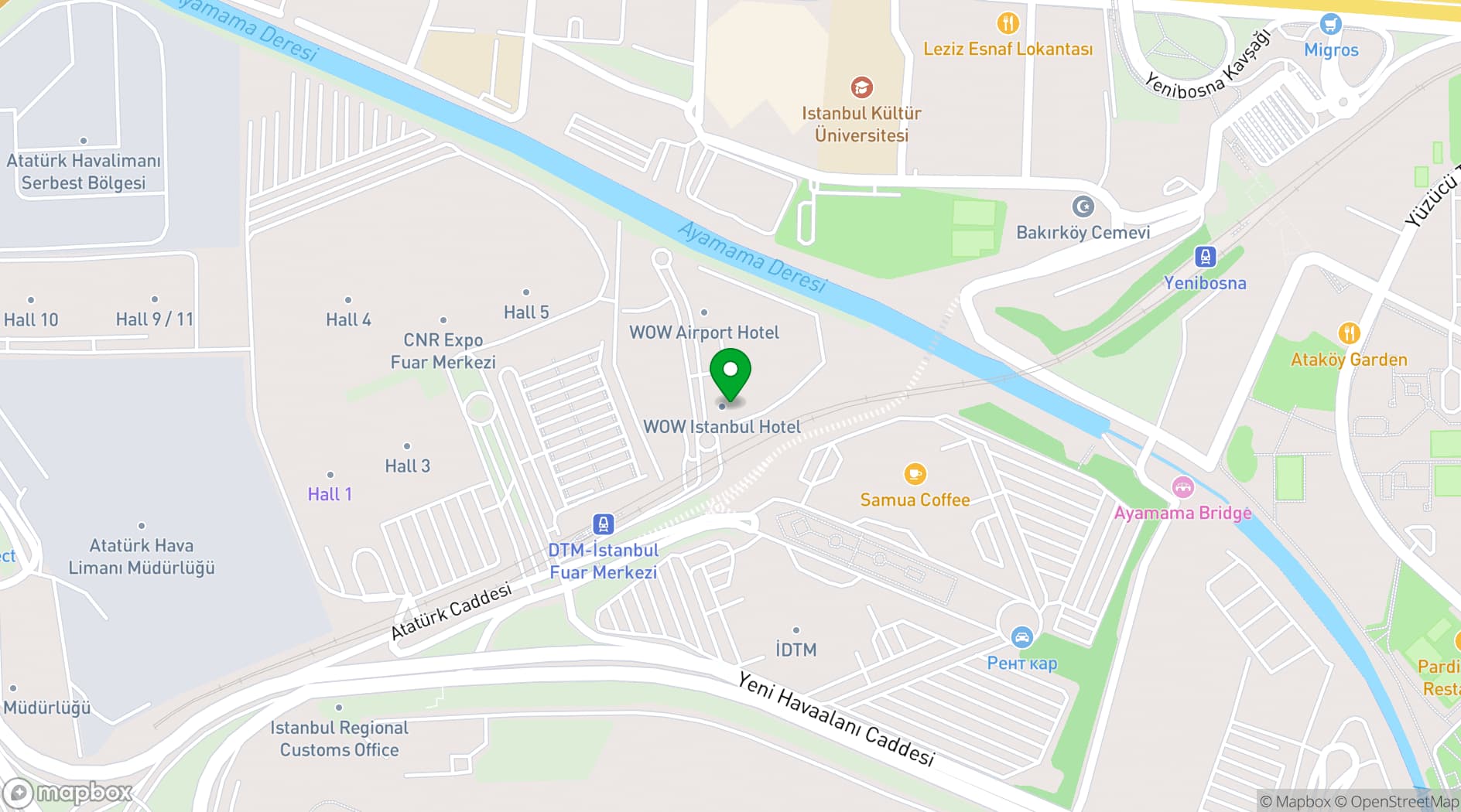 Map showing WOW İstanbul Hotel