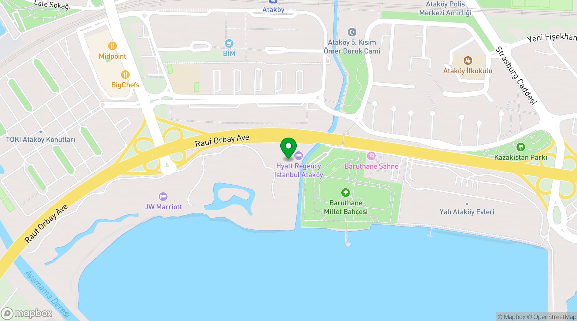 Map showing Hyatt Regency Istanbul Ataköy