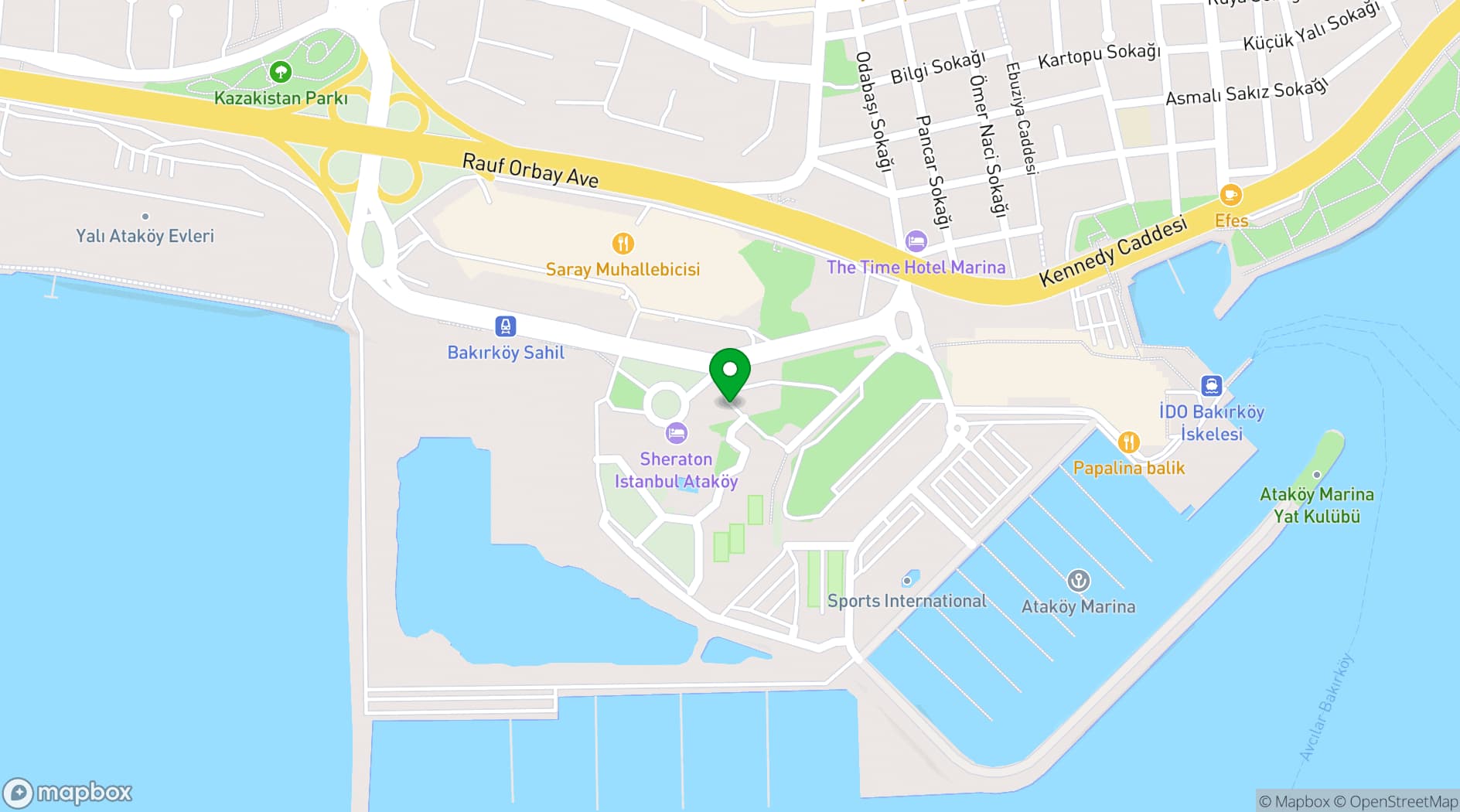 Map showing Sheraton Istanbul Atakoy Hotel
