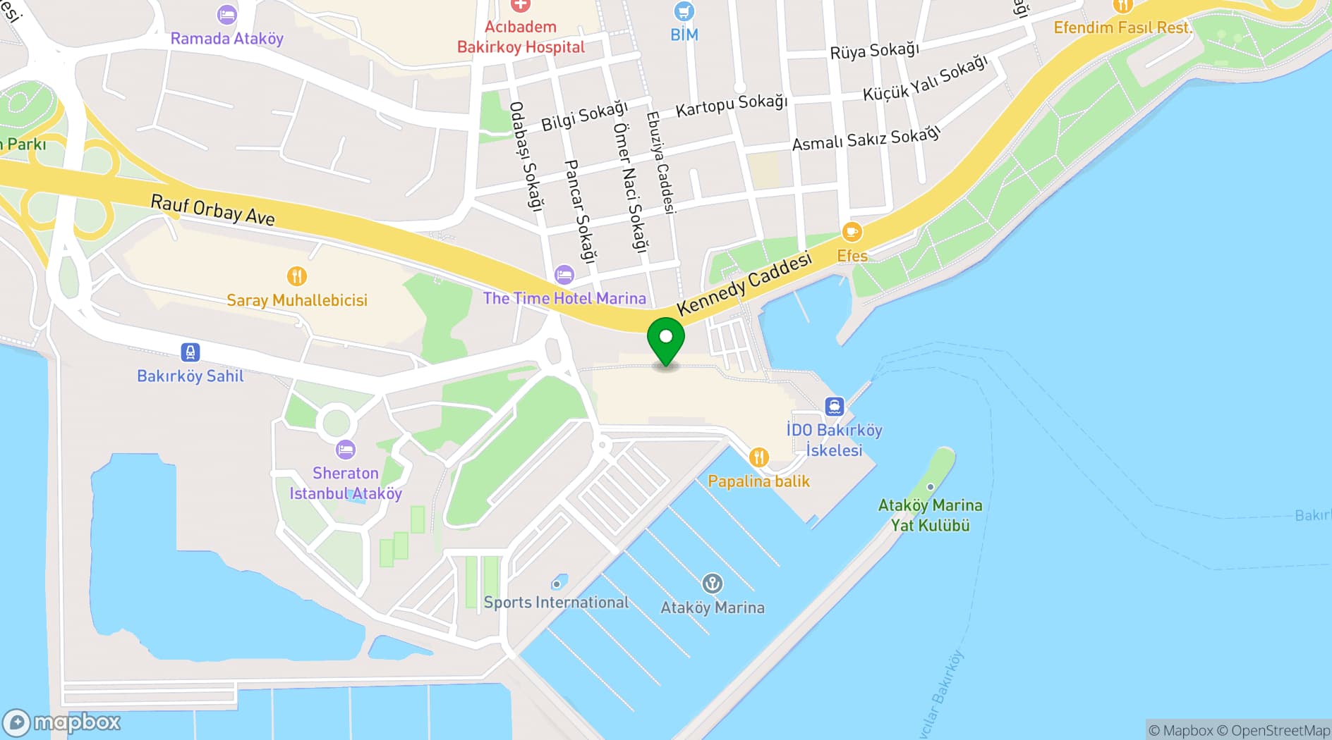 Map showing Ataköy Marina