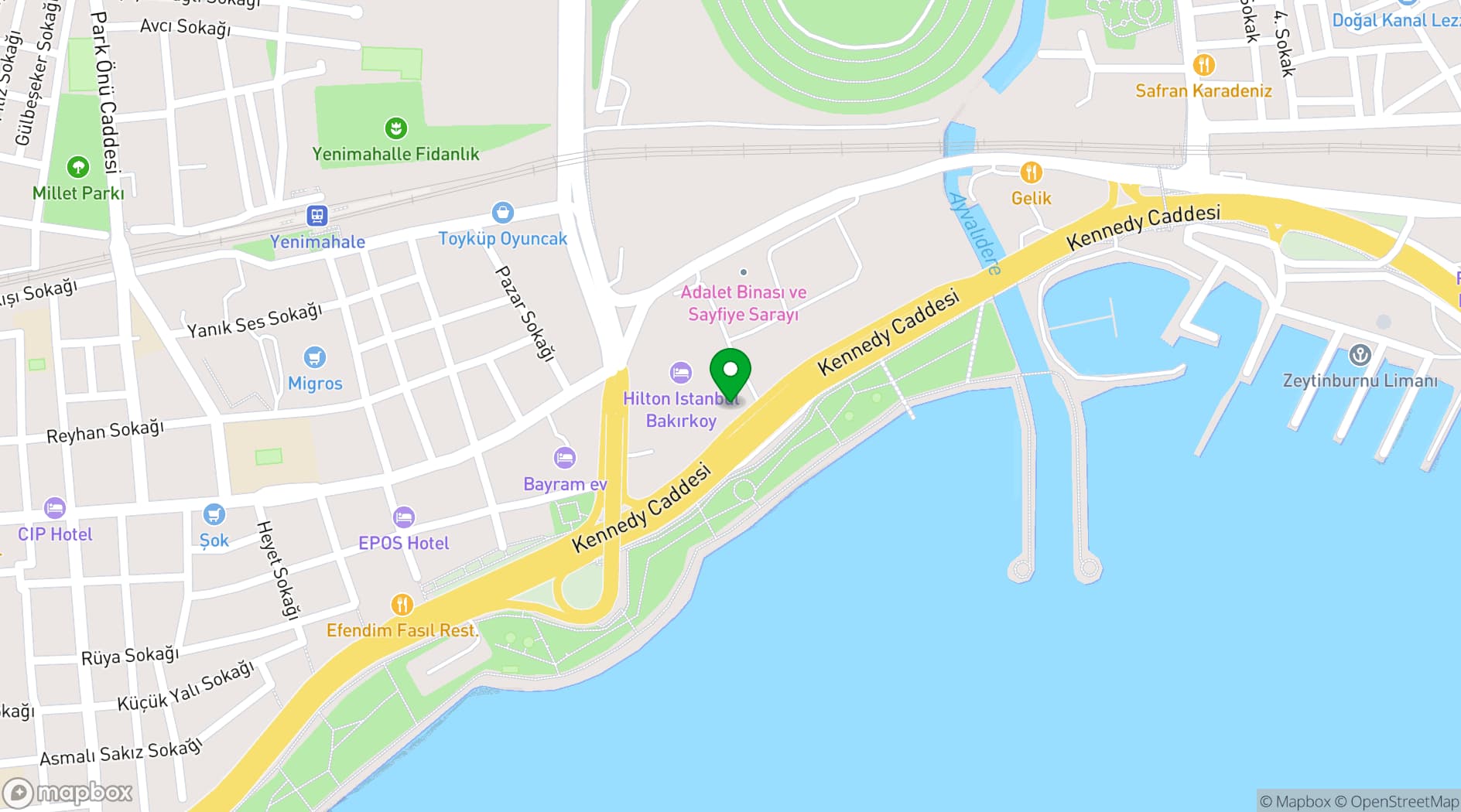 Map showing Hilton Istanbul Bakirkoy