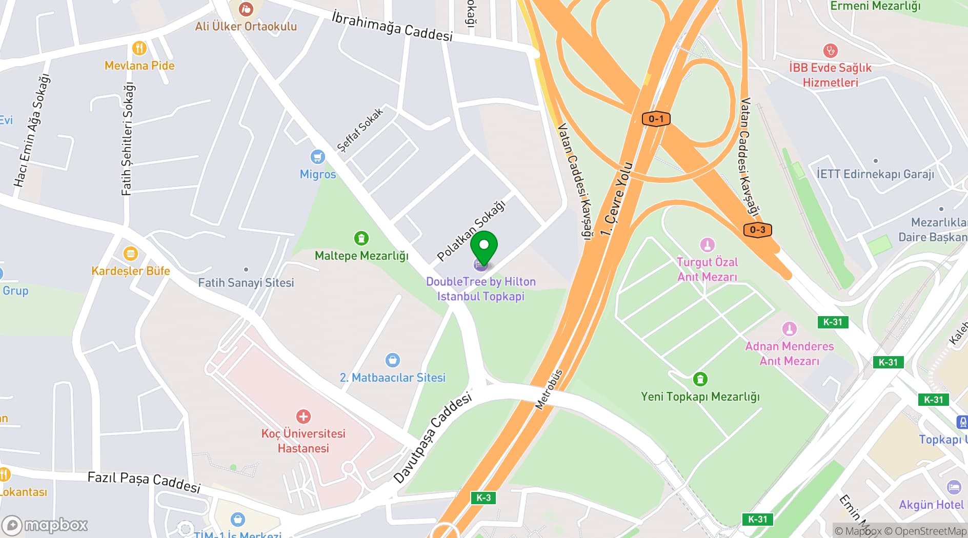 Map showing DoubleTree by Hilton Istanbul Topkapi