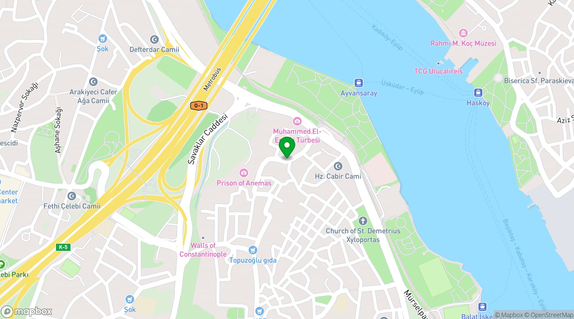 Map showing Millennium Istanbul Golden Horn