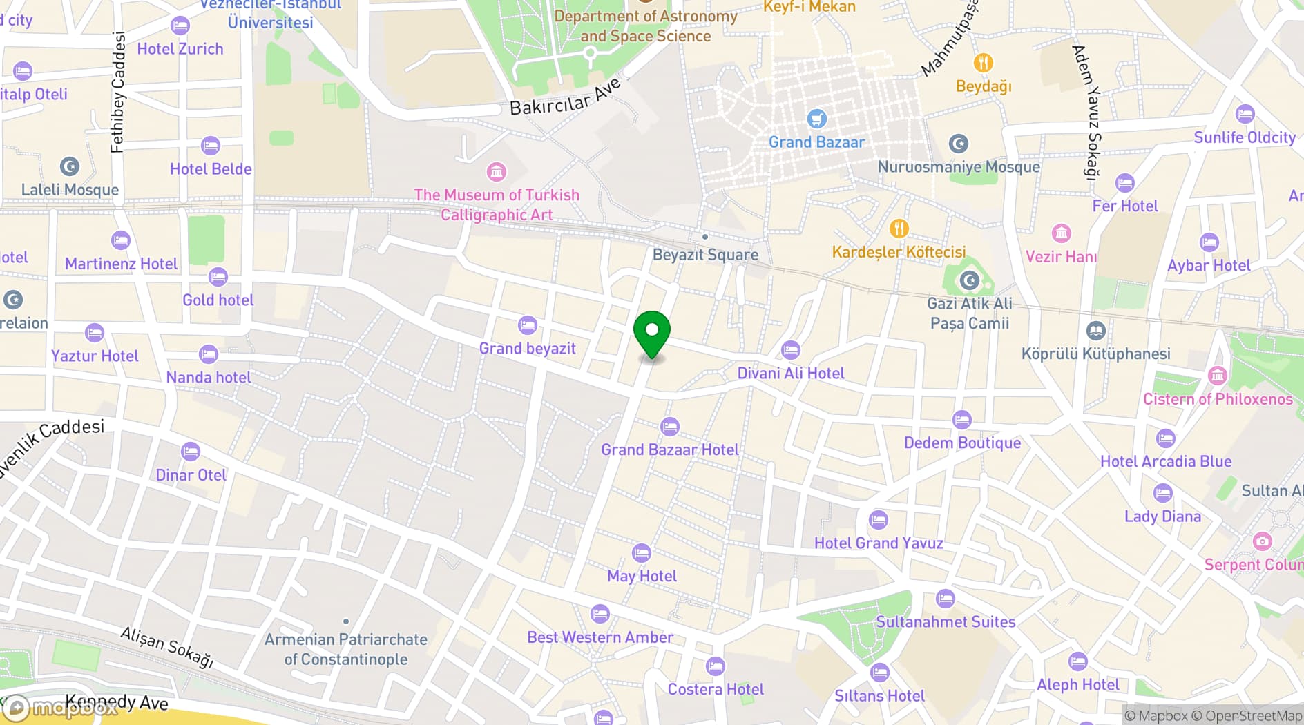 Map showing Radisson Hotel President Old Town Istanbul