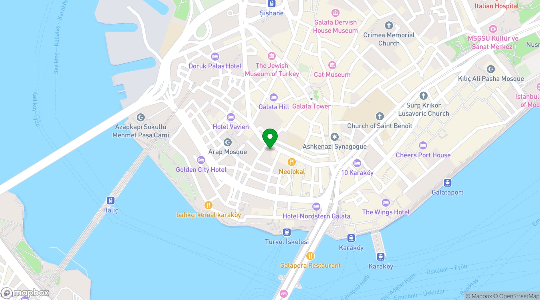 Map showing The Galata Hotel Istanbul Collection