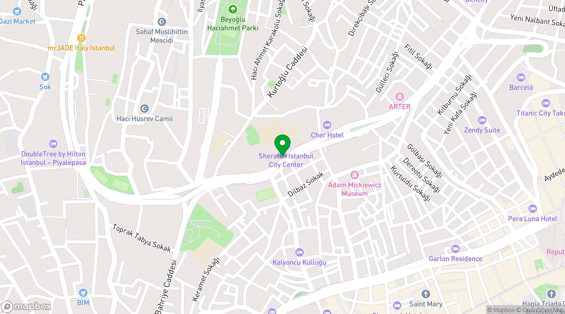 Map showing Sheraton Istanbul City Center