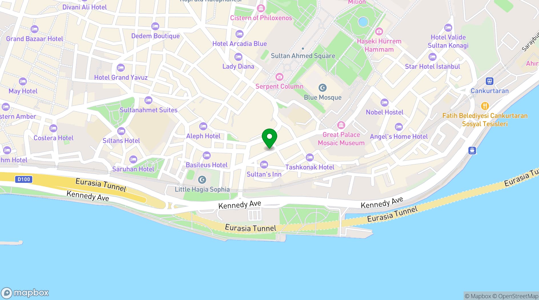 Map showing Eresin Hotels Sultanahmet
