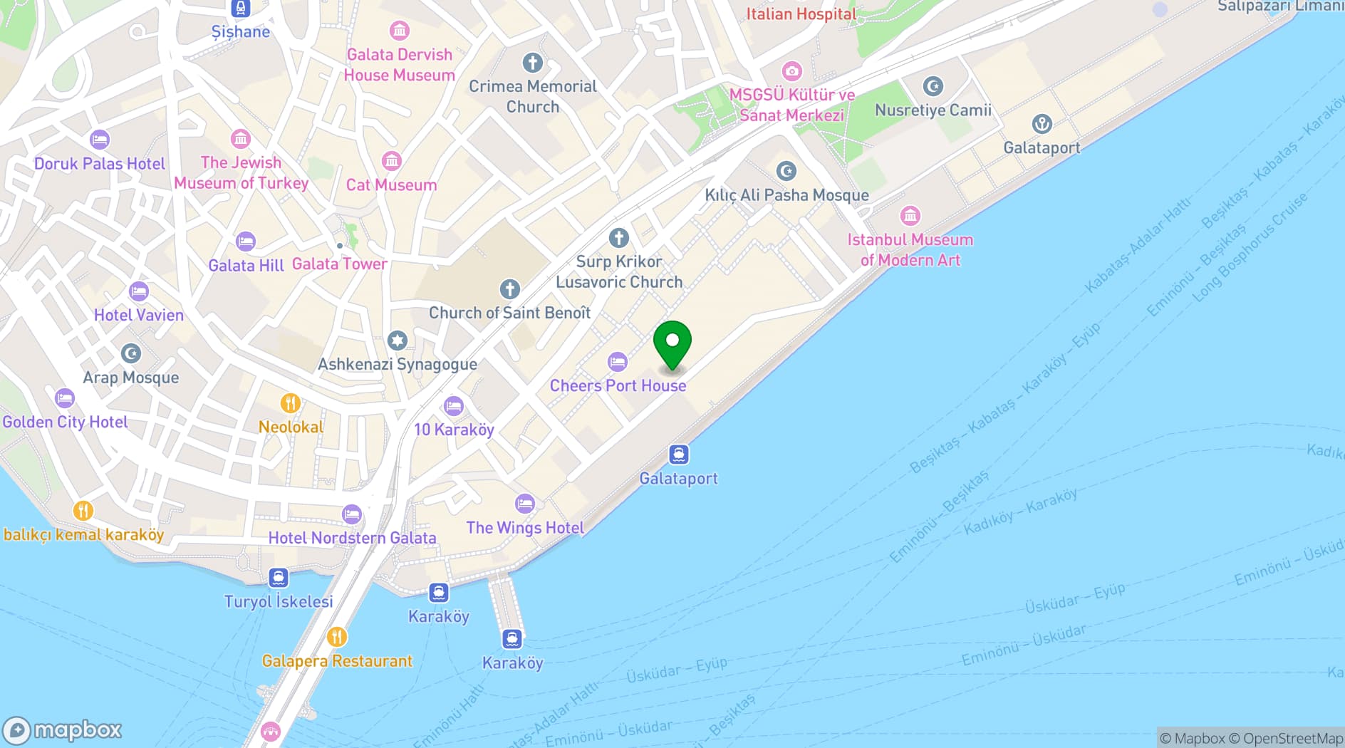 Map showing JW Marriott Istanbul Bosphorus