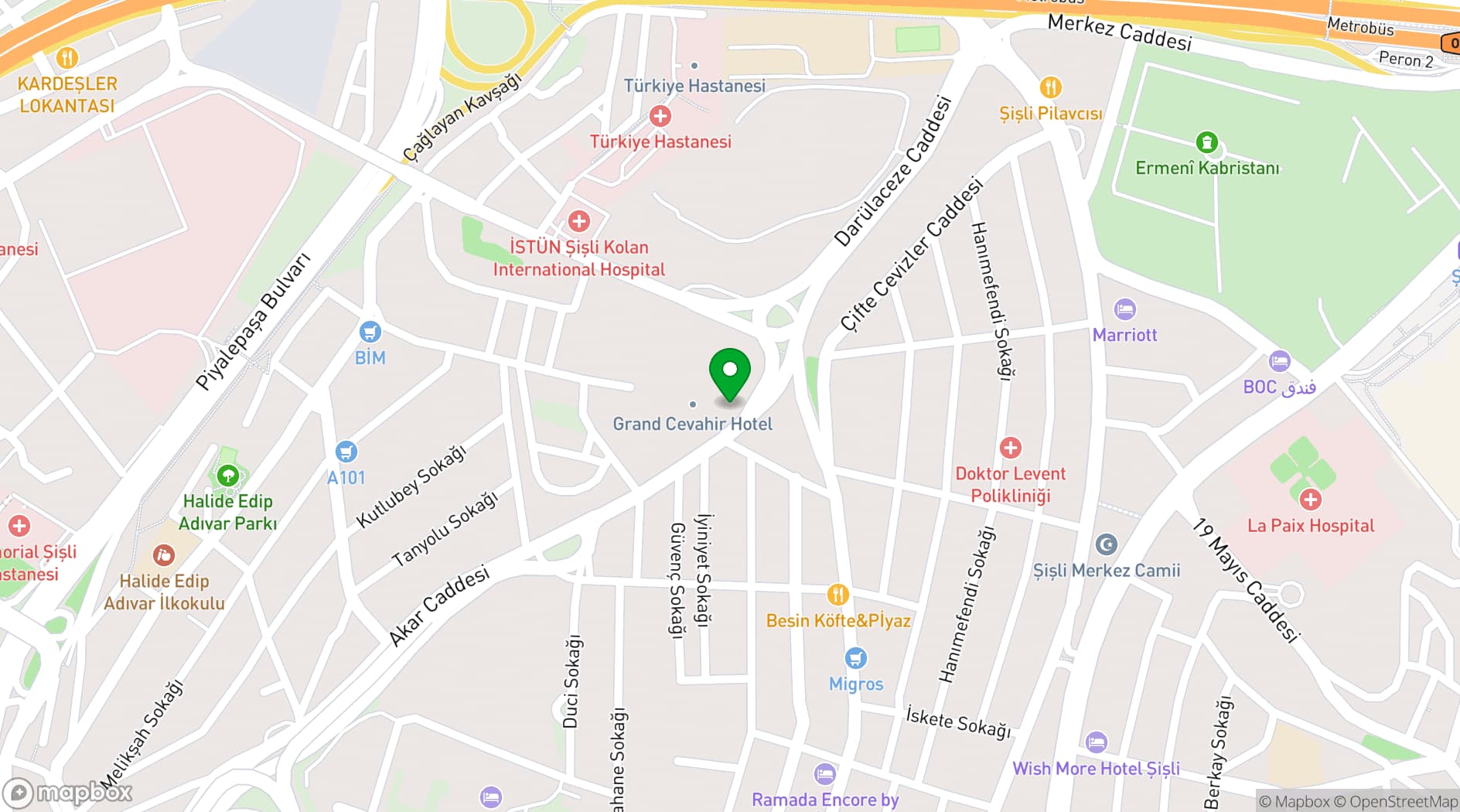 Map showing Grand Cevahir Hotel & Convention Center