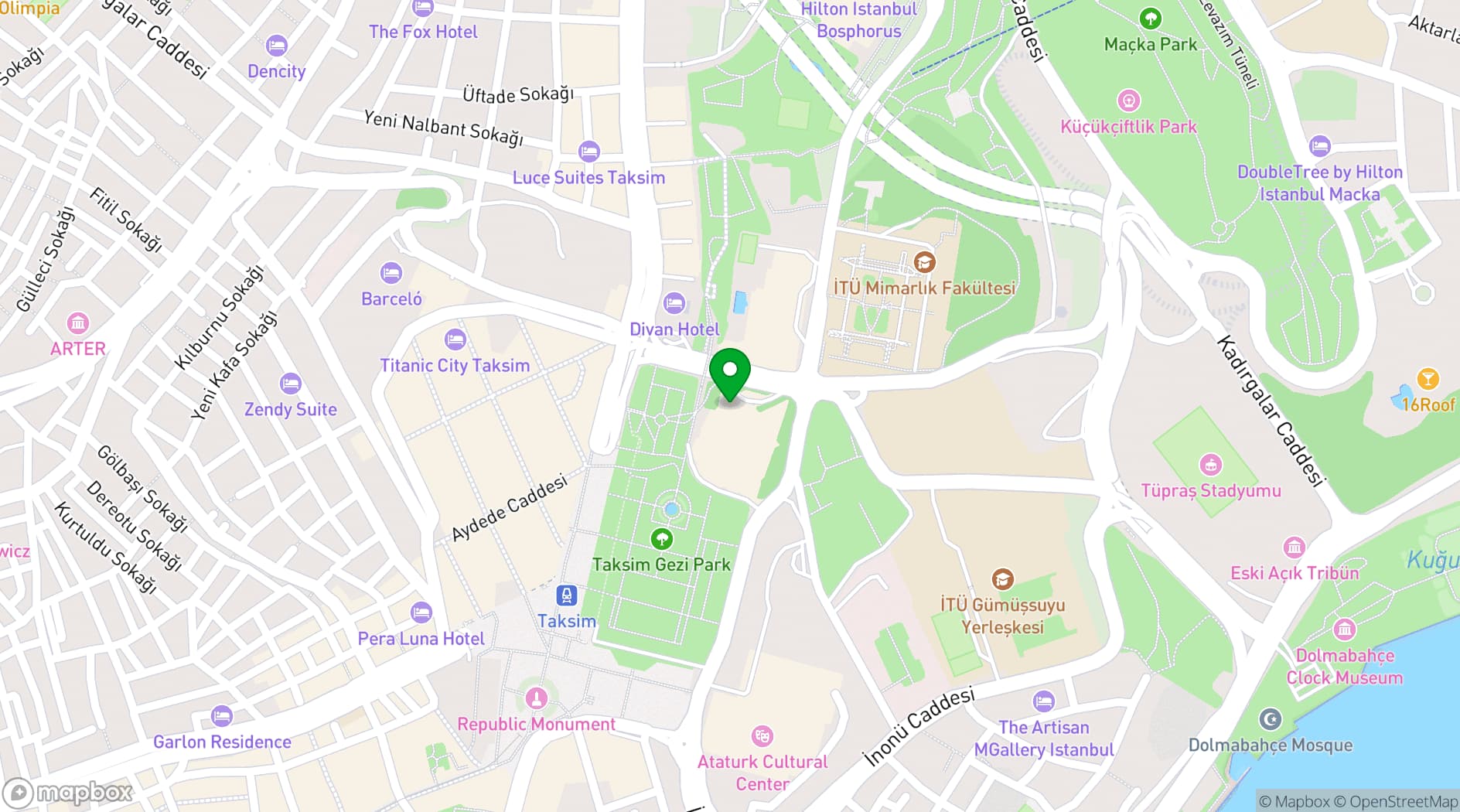 Map showing InterContinental Istanbul