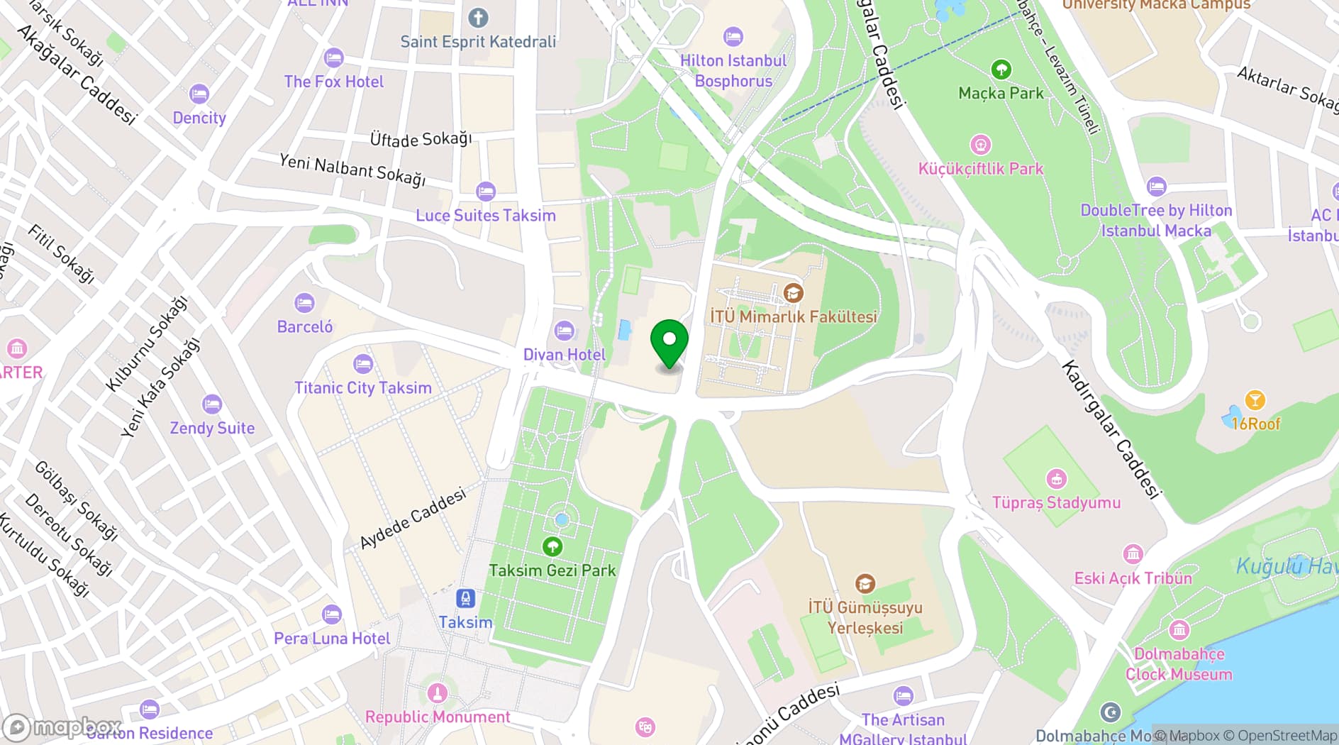 Map showing Grand Hyatt Istanbul