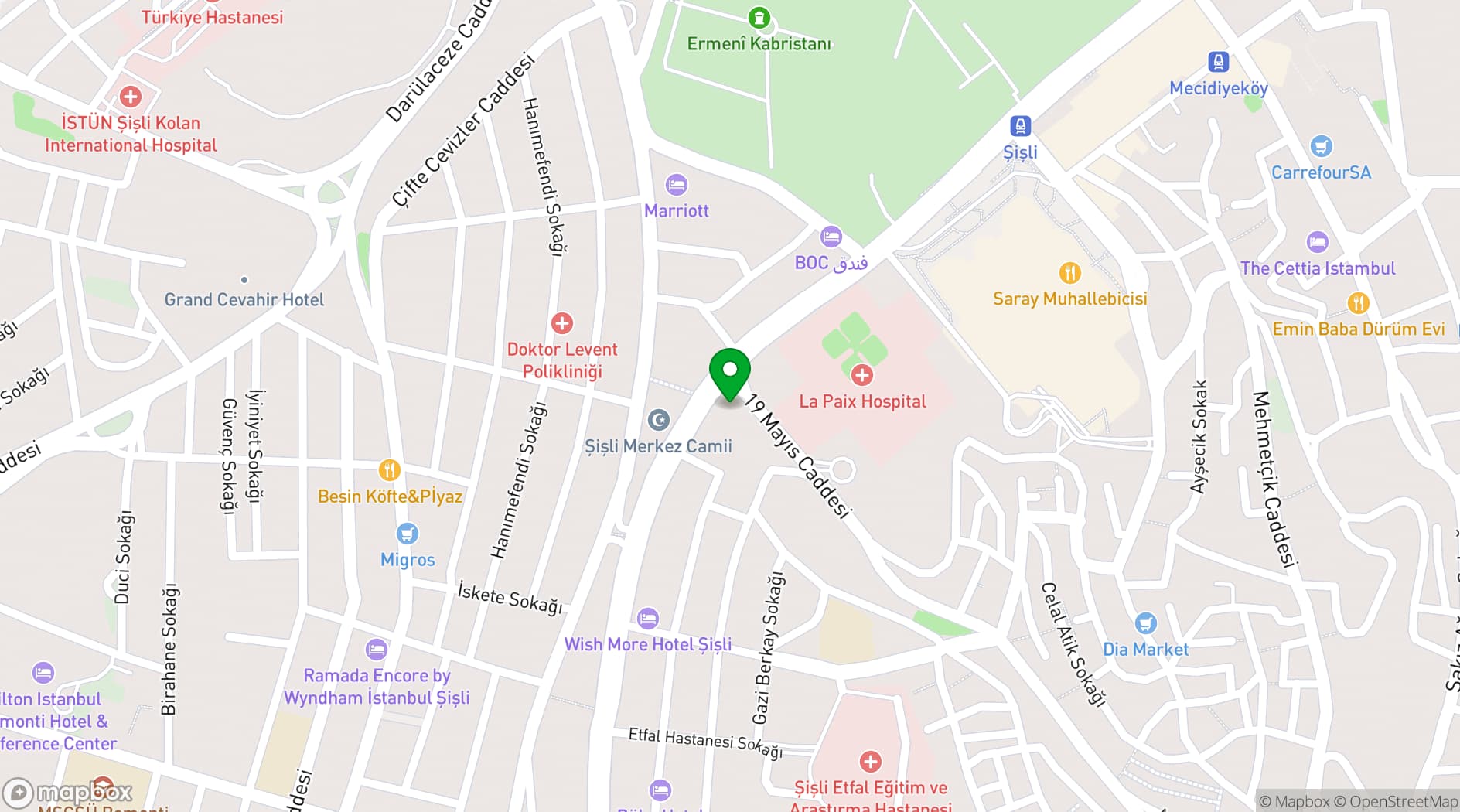 Map showing Radisson Blu Hotel, Istanbul Sisli