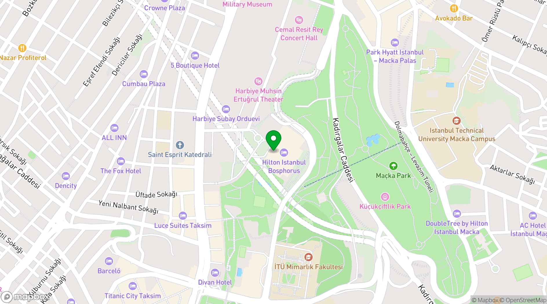 Map showing Hilton Istanbul Bosphorus