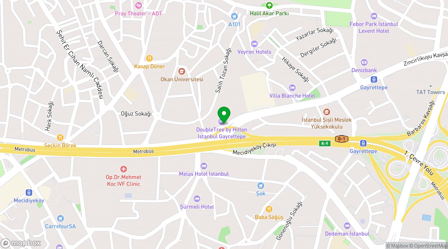 Map showing DoubleTree by Hilton Istanbul Gayrettepe