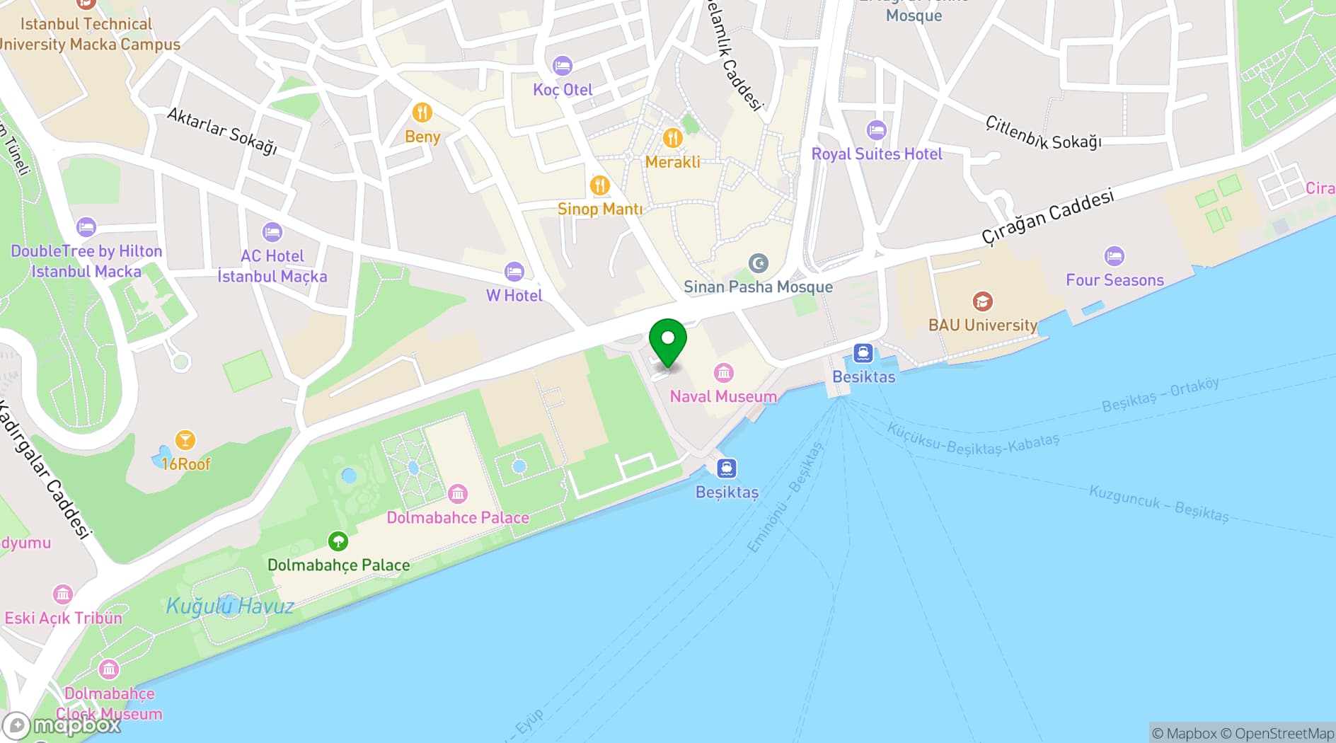 Map showing Shangri-La Bosphorus, Istanbul