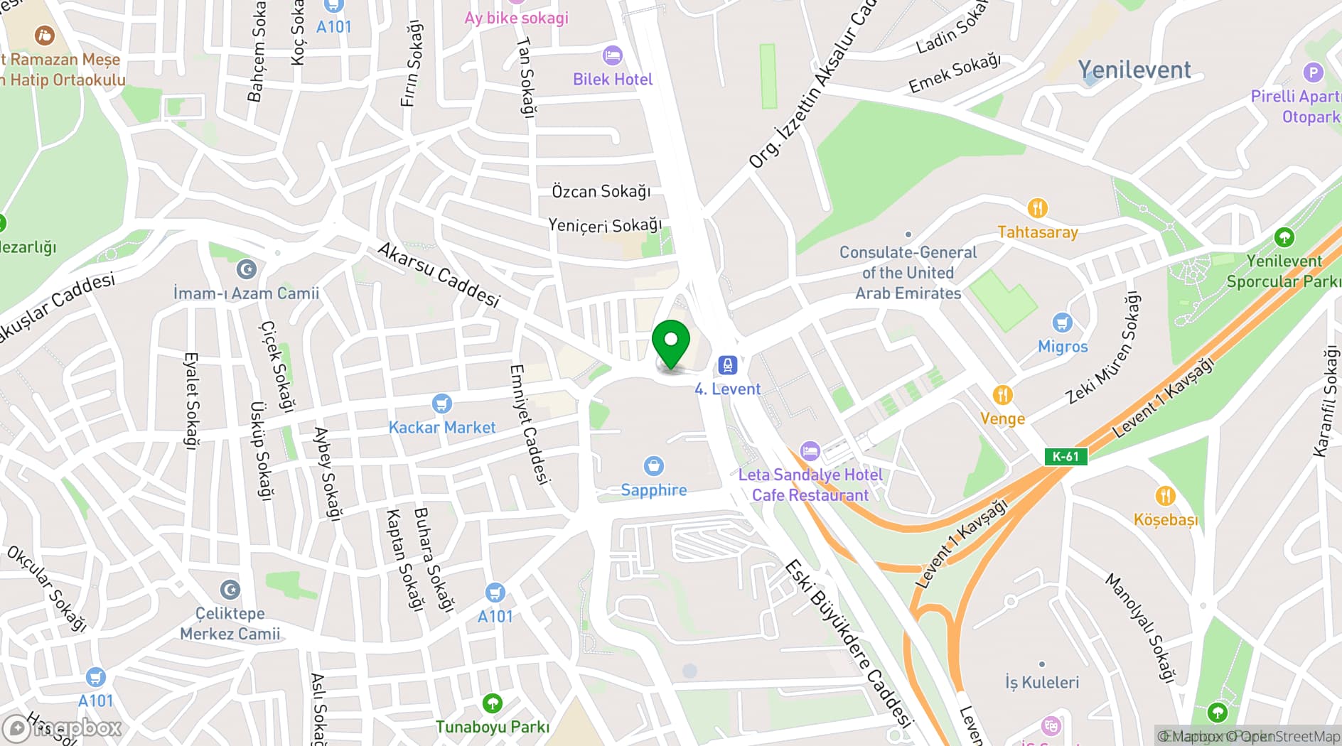 Map showing Sheraton Istanbul Levent