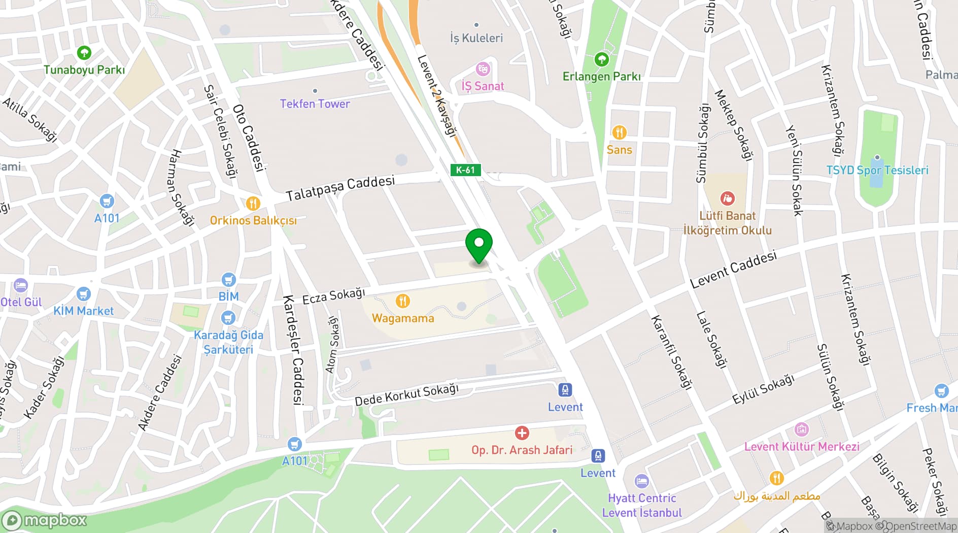 Map showing Delta Hotels Istanbul Levent