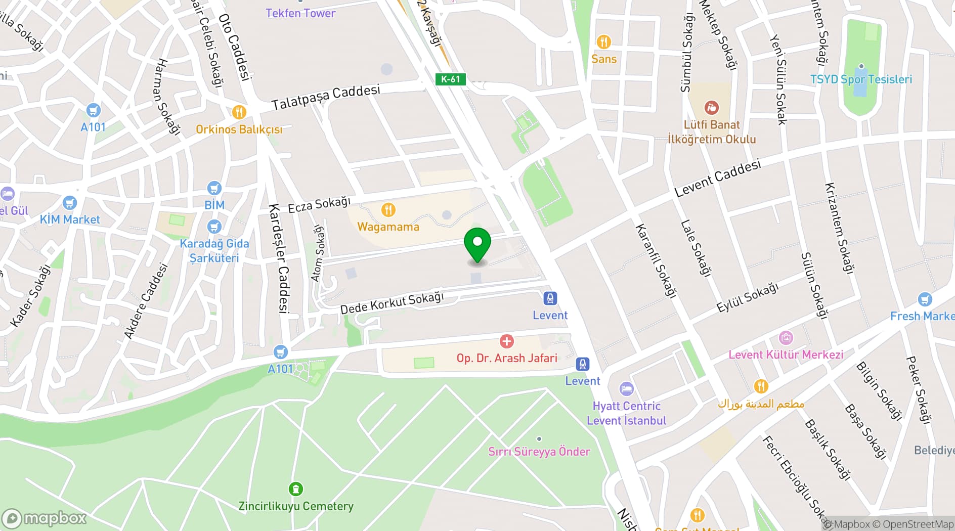 Map showing Wyndham Grand İstanbul Levent Hotel & Conference Center