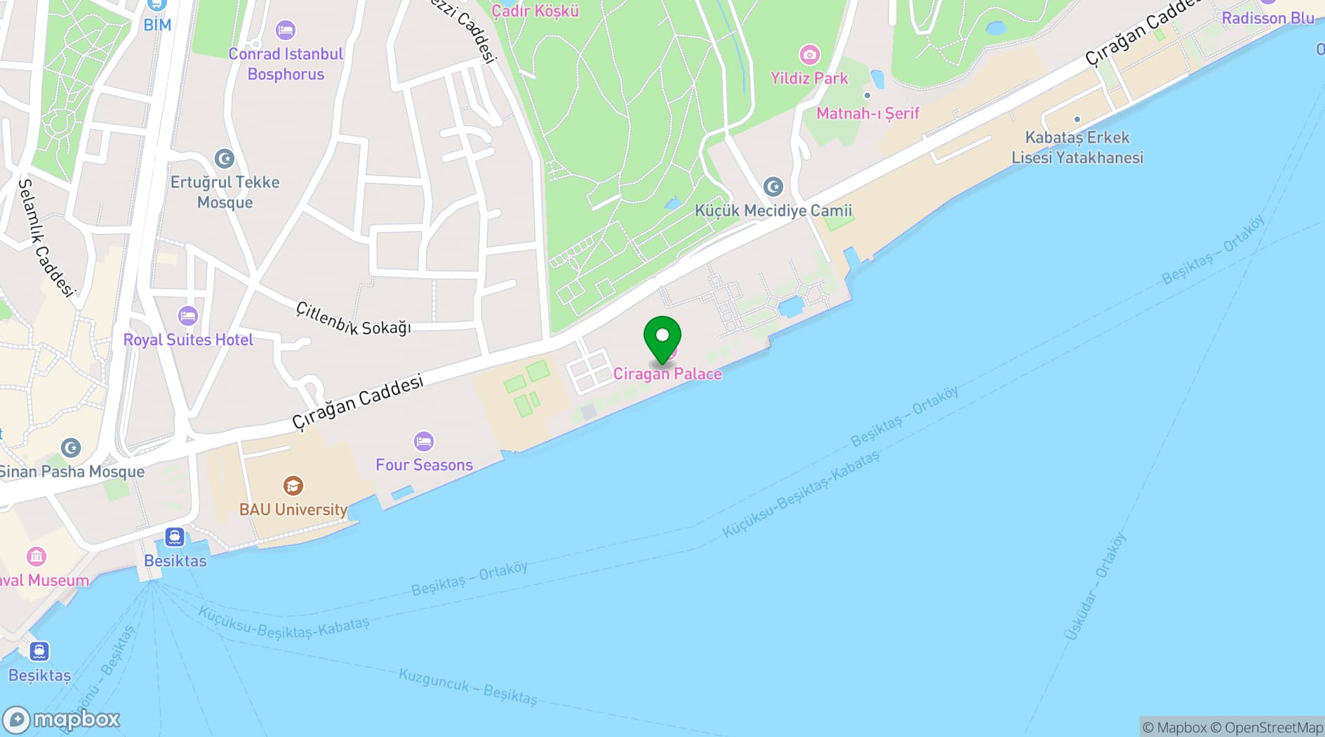 Map showing Tugra Restaurant