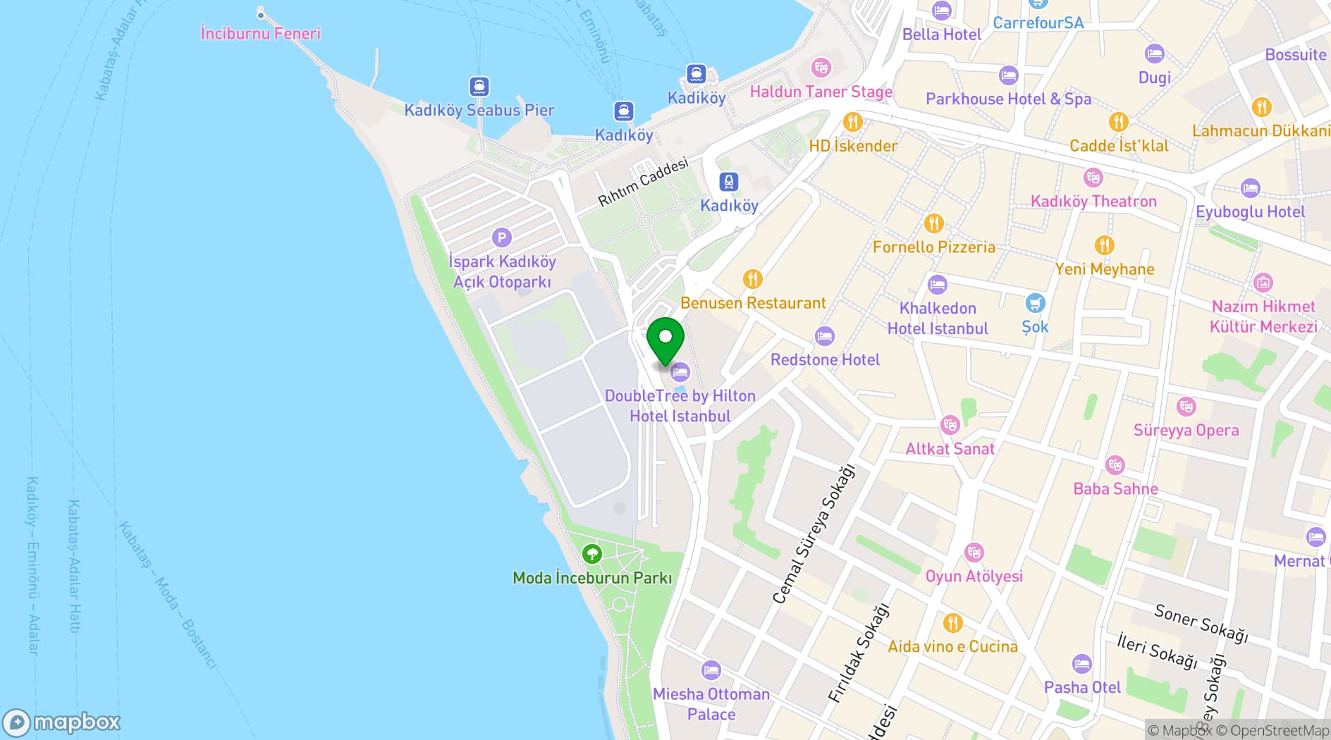 Map showing DoubleTree by Hilton Istanbul - Moda