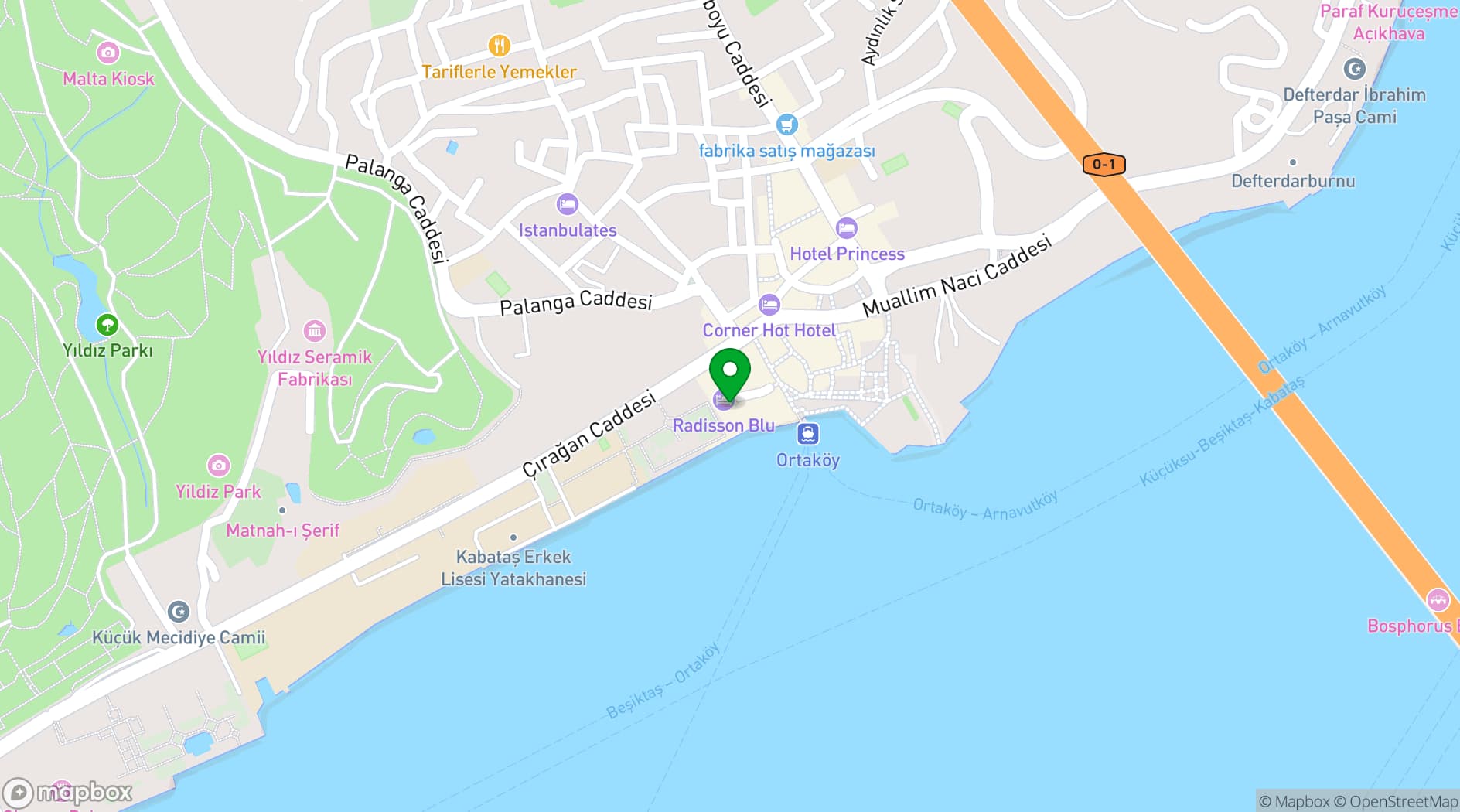 Map showing Radisson Blu Bosphorus Hotel, Istanbul