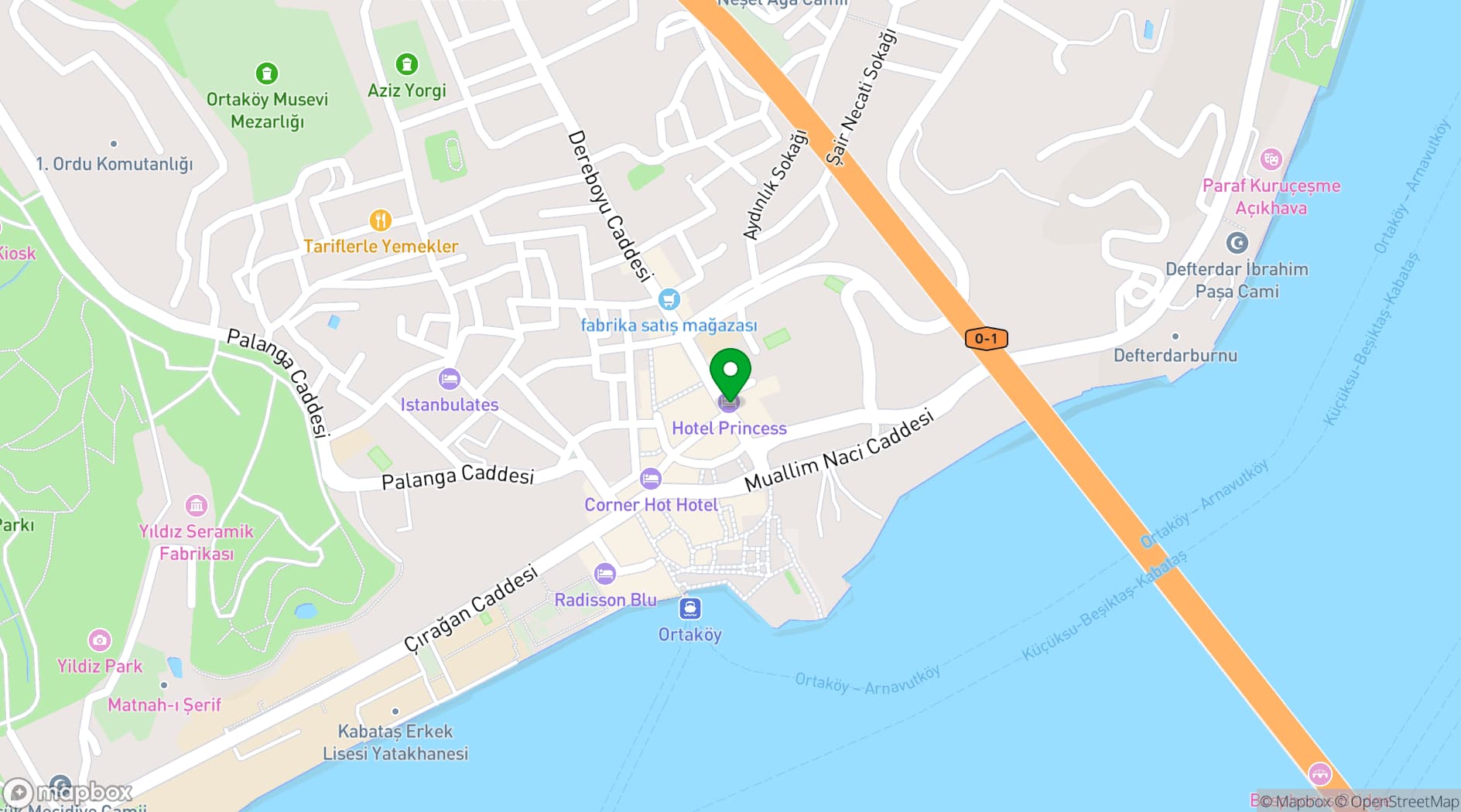 Map showing Crowne Plaza Istanbul - Ortakoy Bosphorus