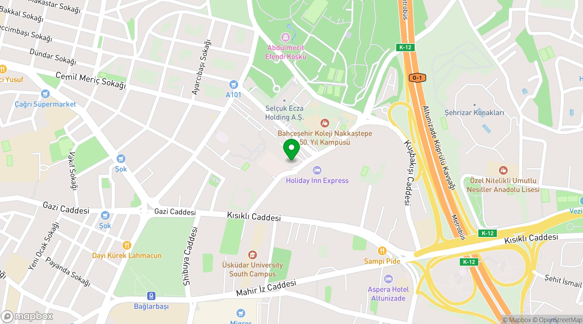 Map showing Mercure Istanbul Altunizade